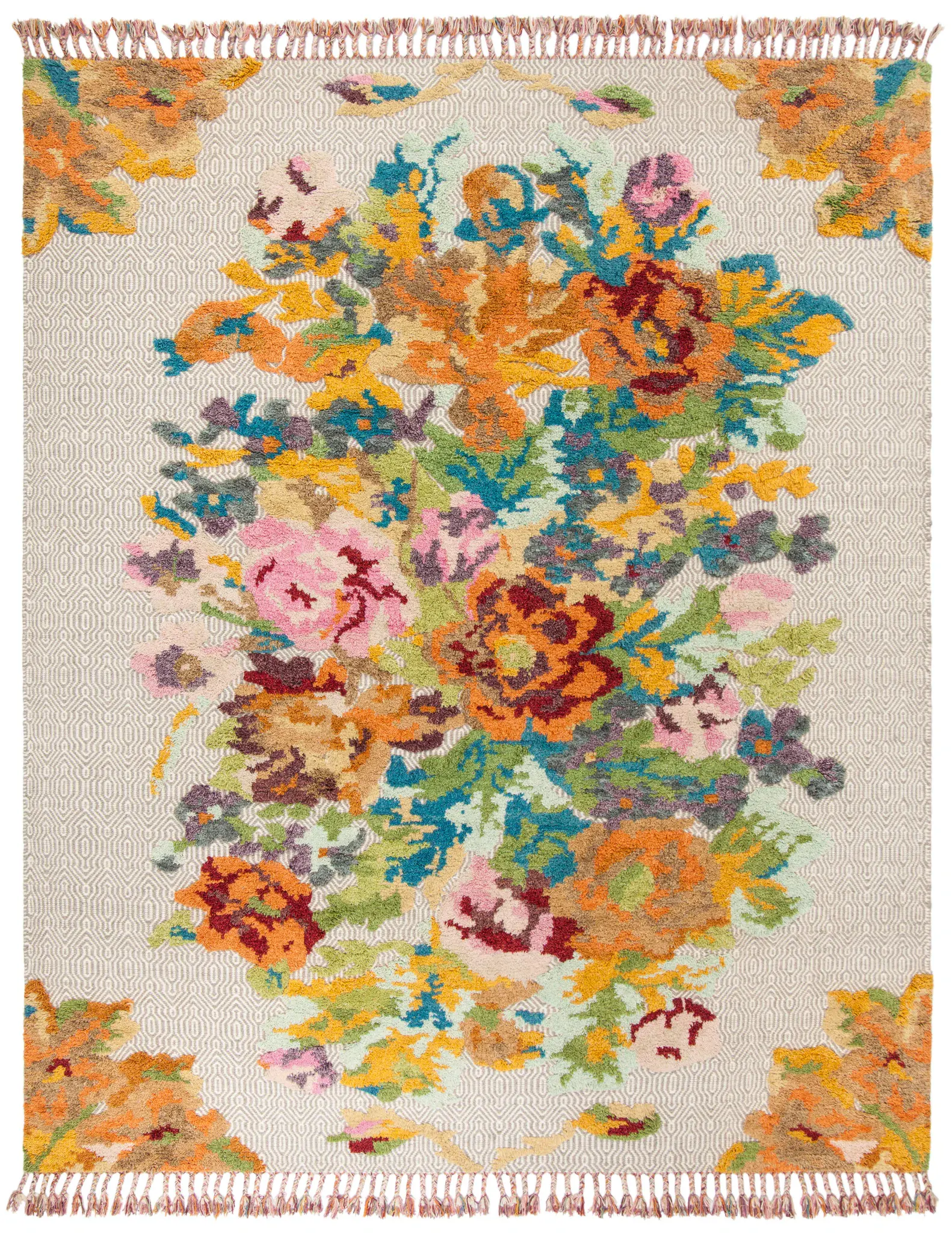 Kenya Raised Floral Hand-Knotted Wool Rug