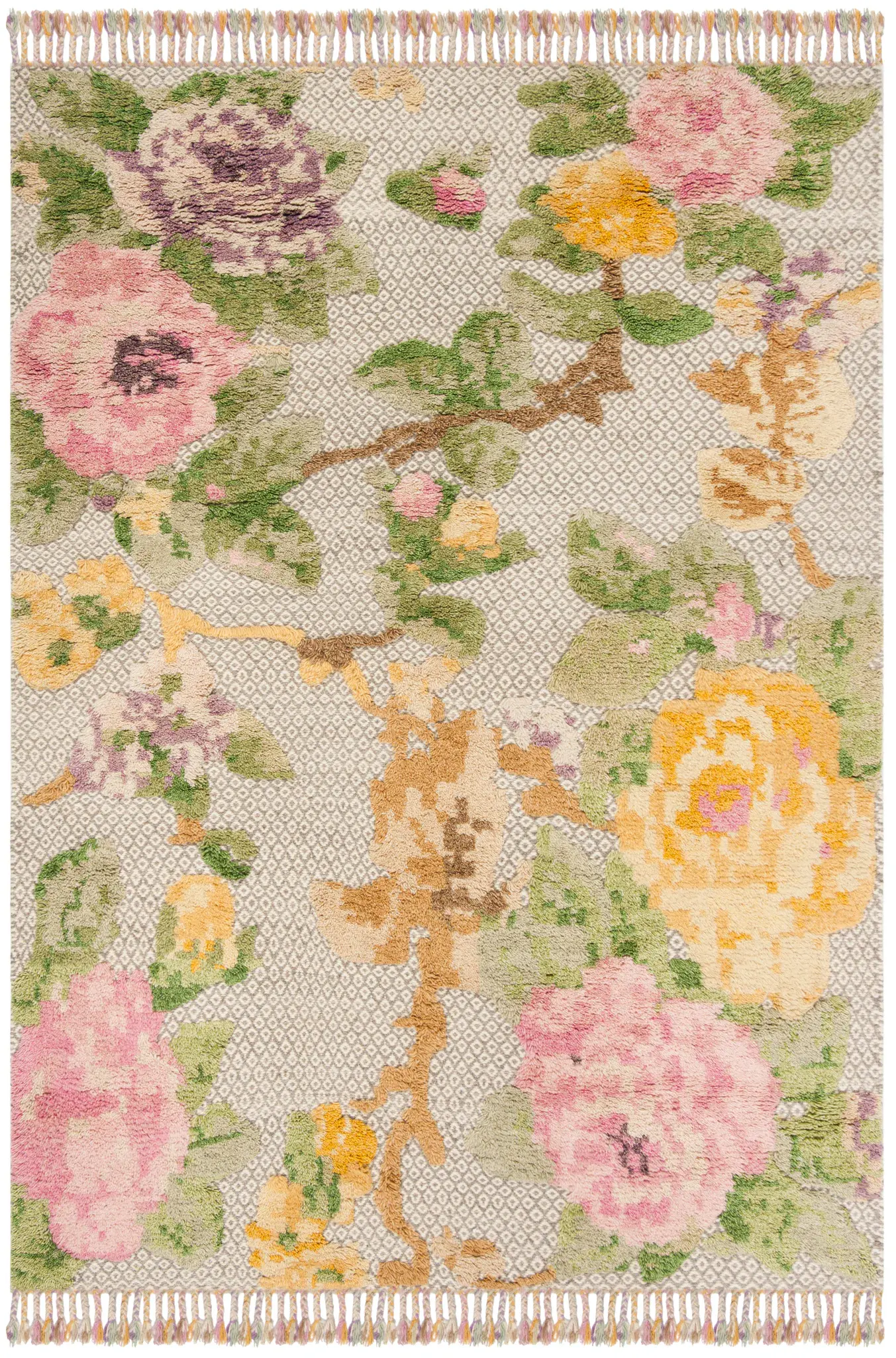 Kenya Allover Floral Hand-Knotted Wool Rug