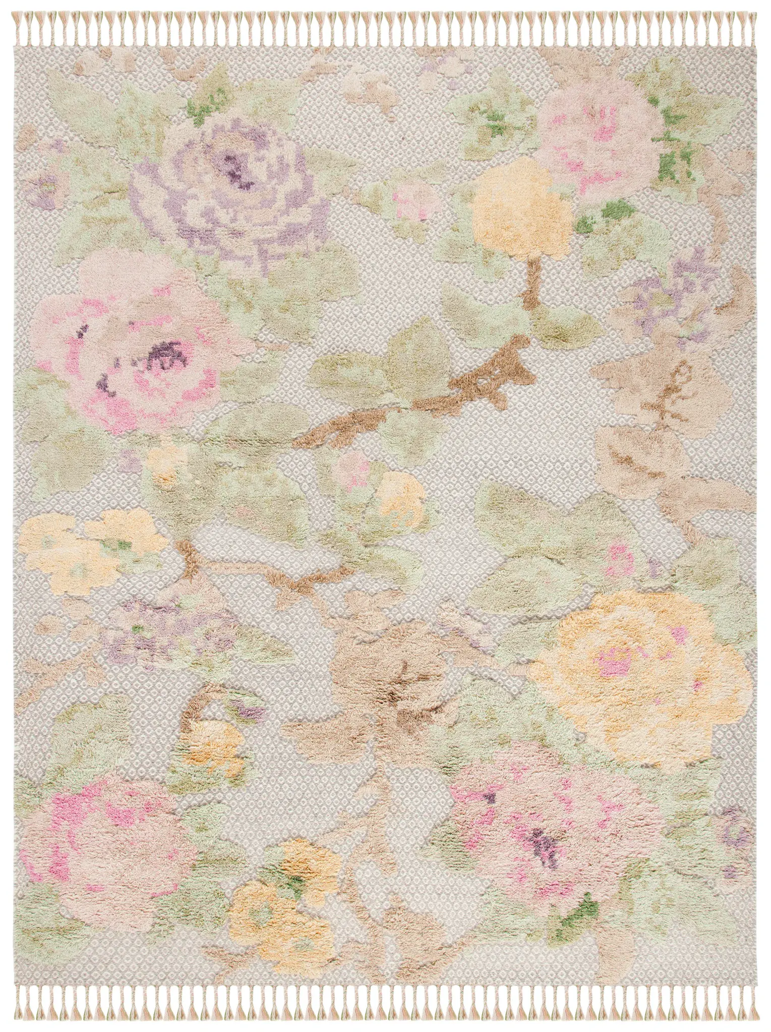 Kenya Allover Floral Hand-Knotted Wool Rug