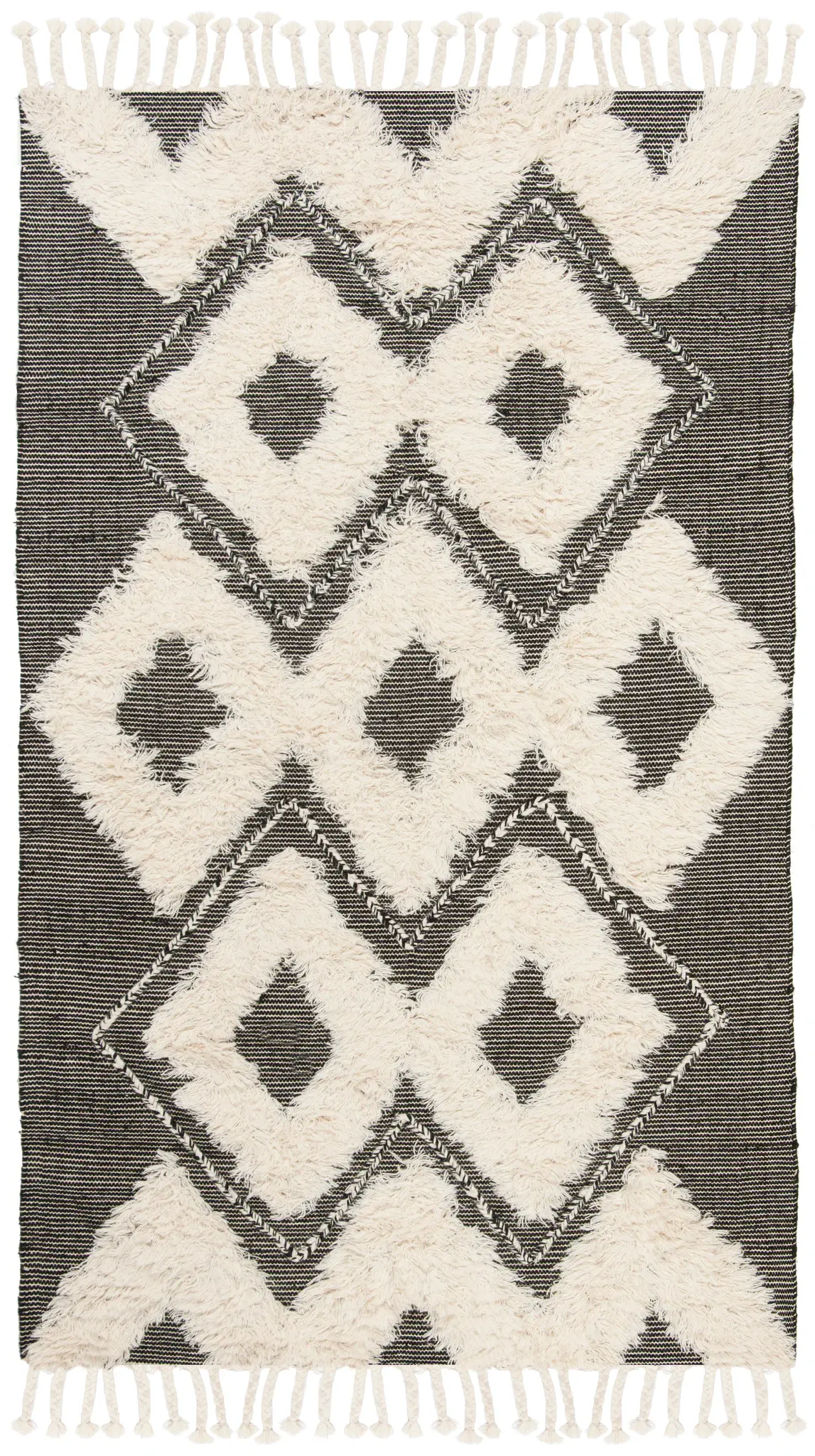 Kenya Tribal Geometric Hand-Knotted Shag Wool Rug