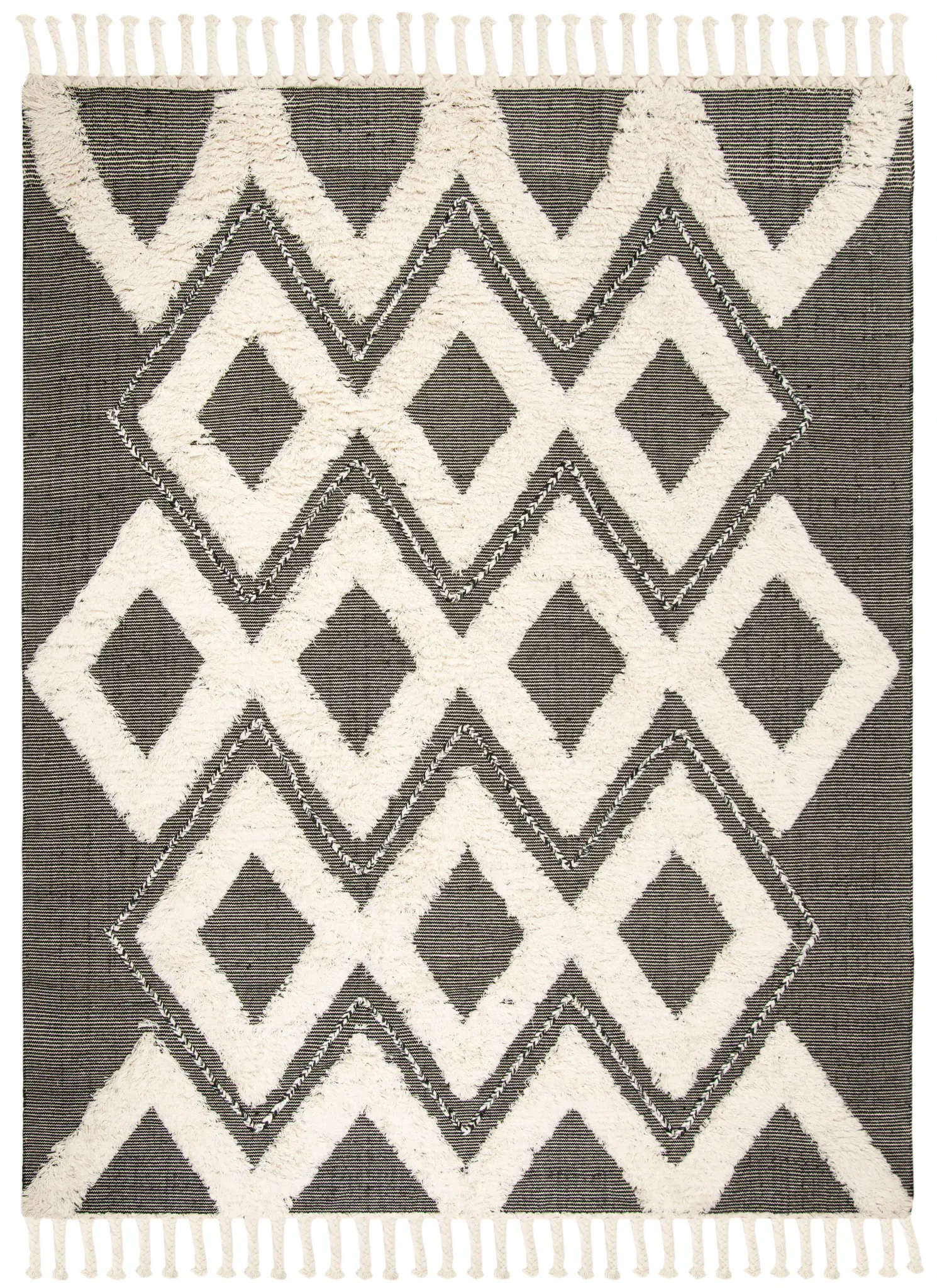 Kenya Tribal Geometric Hand-Knotted Shag Wool Rug