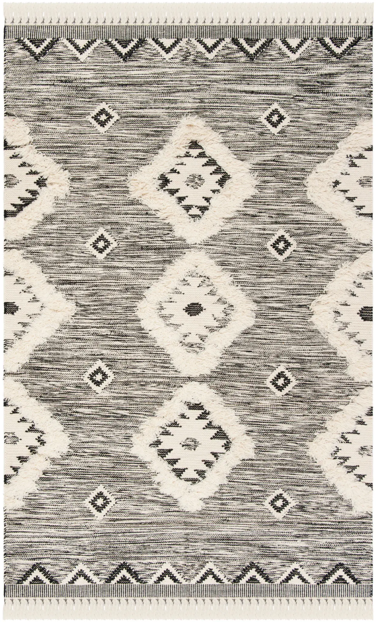 Kenya Diamond Hand-Knotted Shag Wool Rug