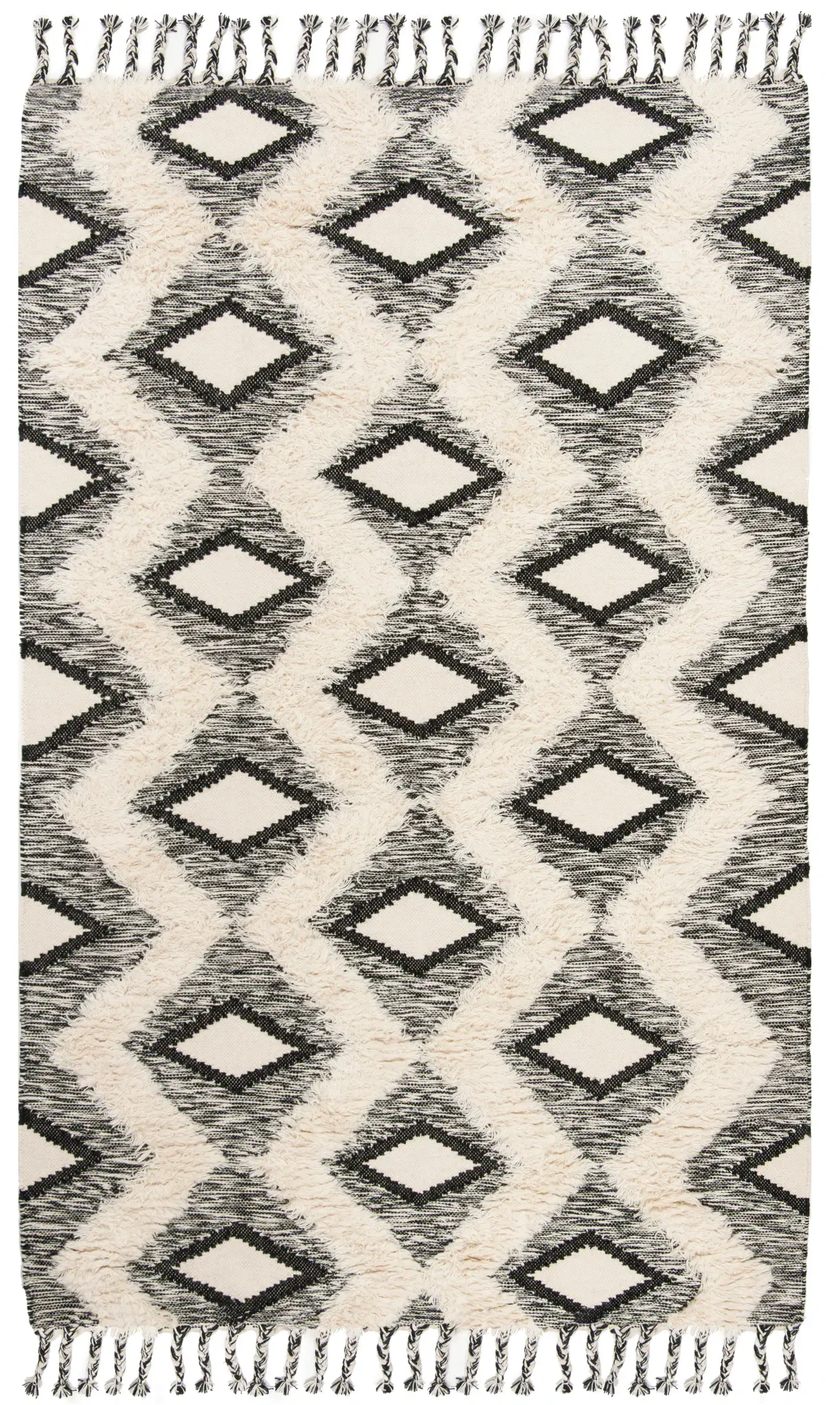 Kenya Diamond Zigzag Hand-Knotted Shag Rug