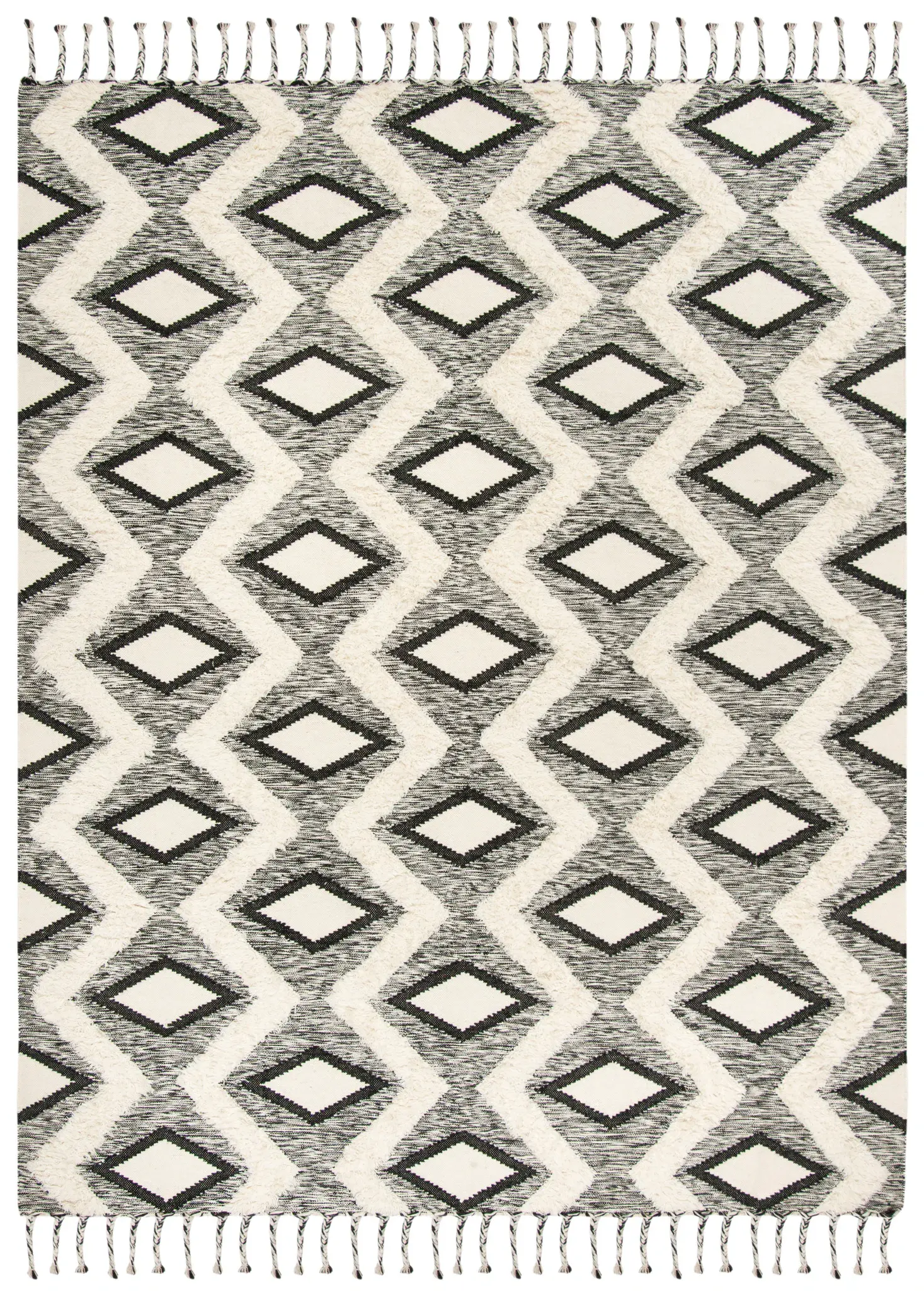 Kenya Diamond Zigzag Hand-Knotted Shag Rug
