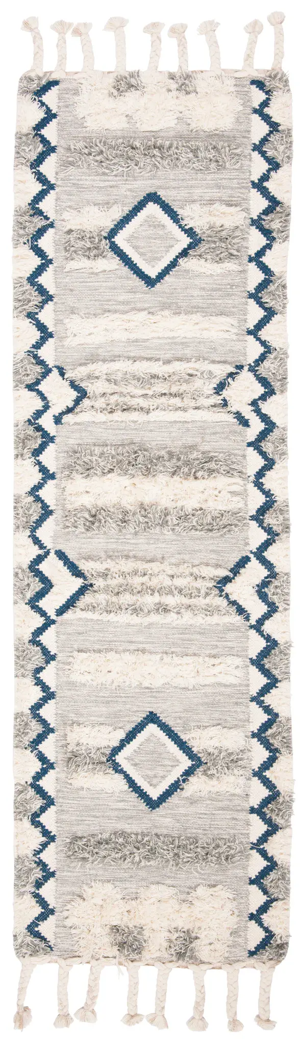 Kenya Diamond Stripe Hand-Knotted Shag Wool Rug