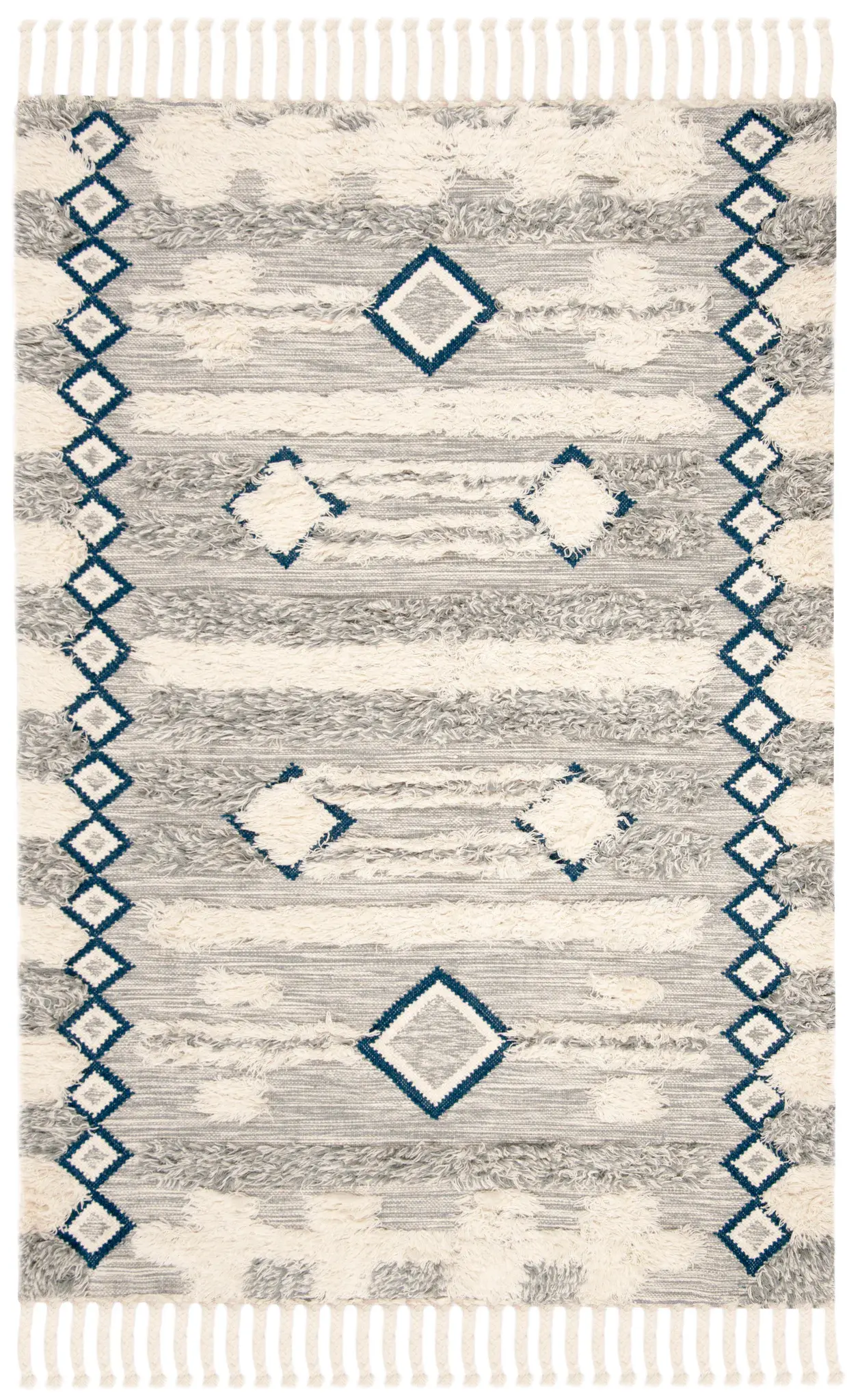 Kenya Diamond Stripe Hand-Knotted Shag Wool Rug