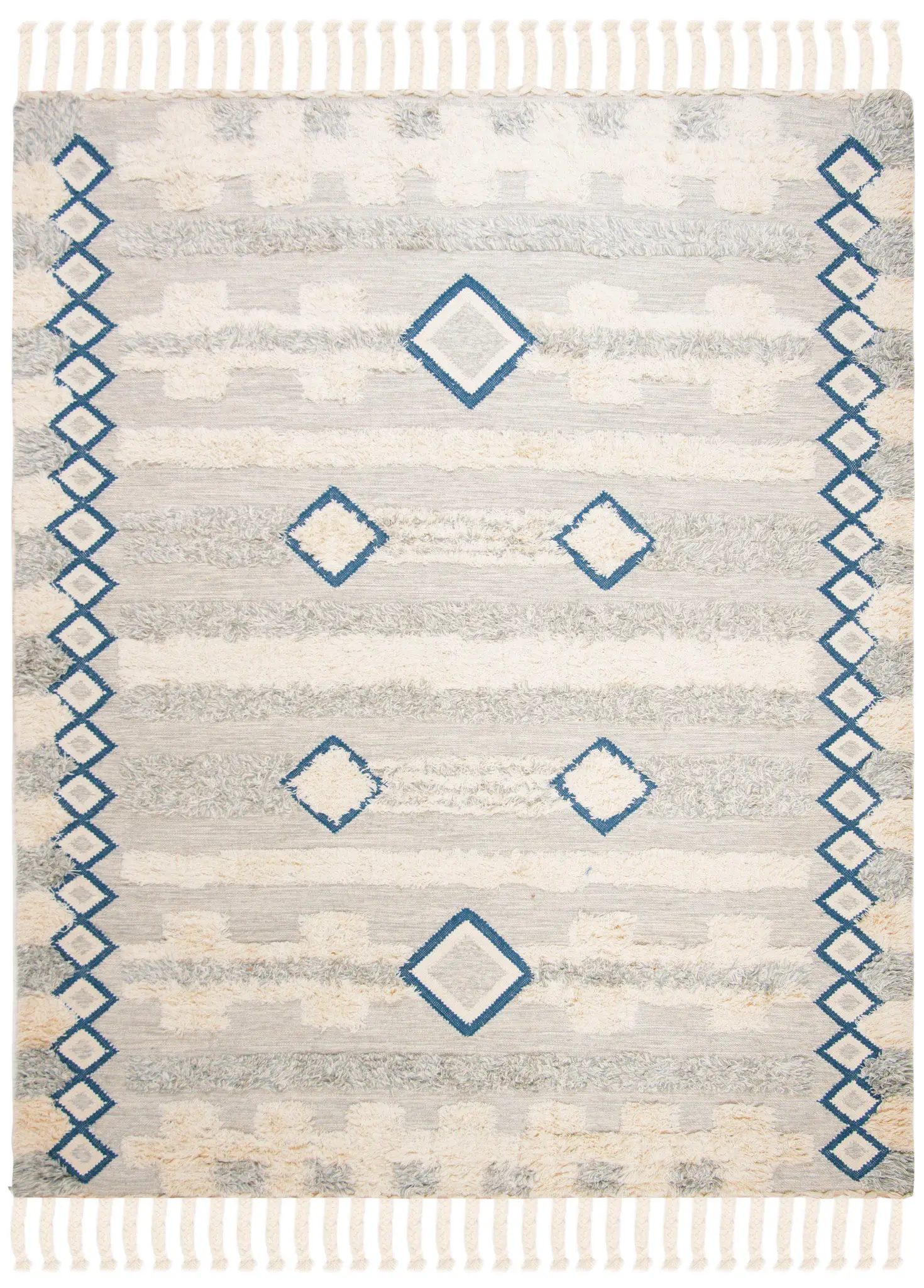 Kenya Diamond Stripe Hand-Knotted Shag Wool Rug