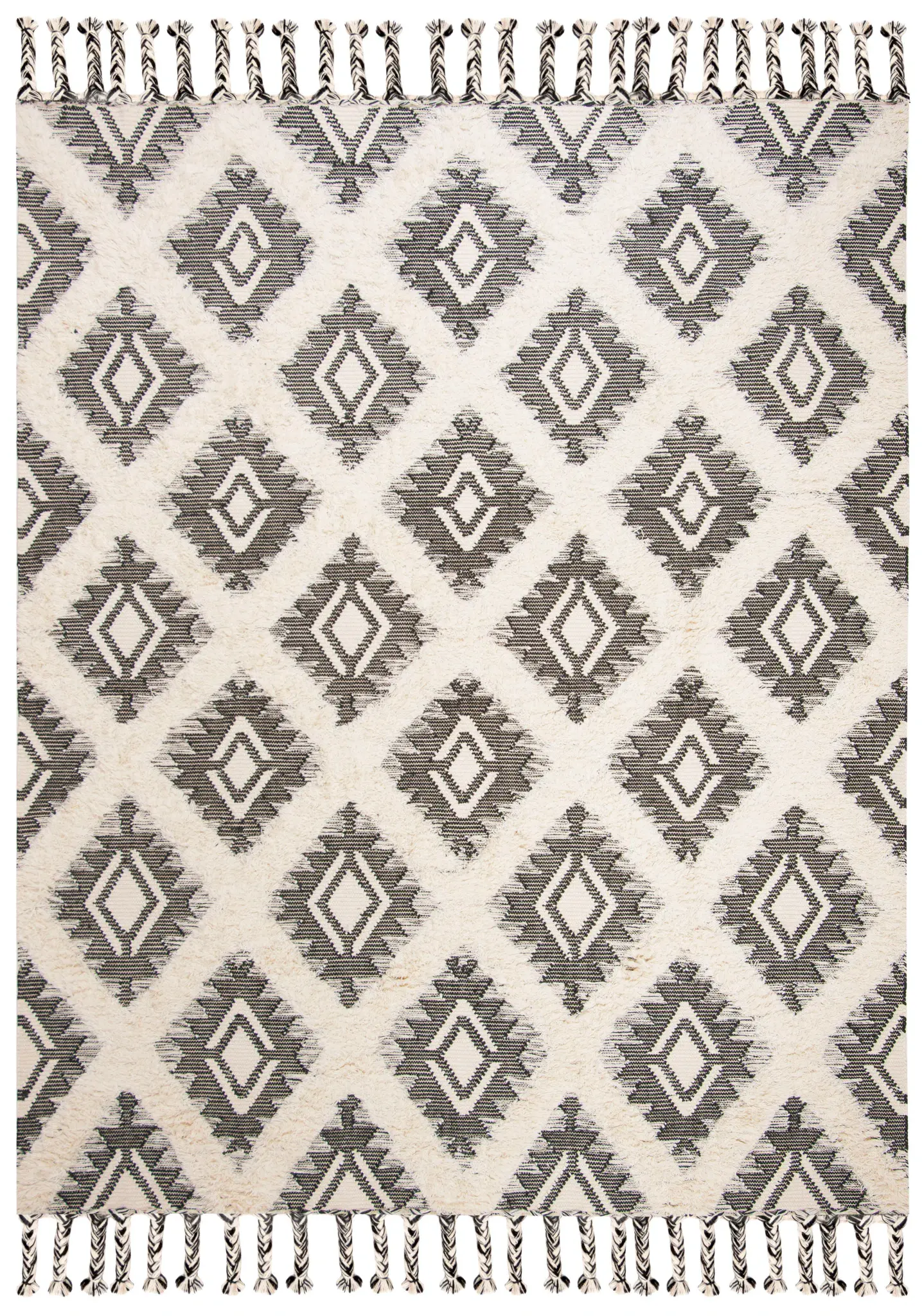 Kenya Tribal Diamond Hand-Knotted Shag Wool Rug