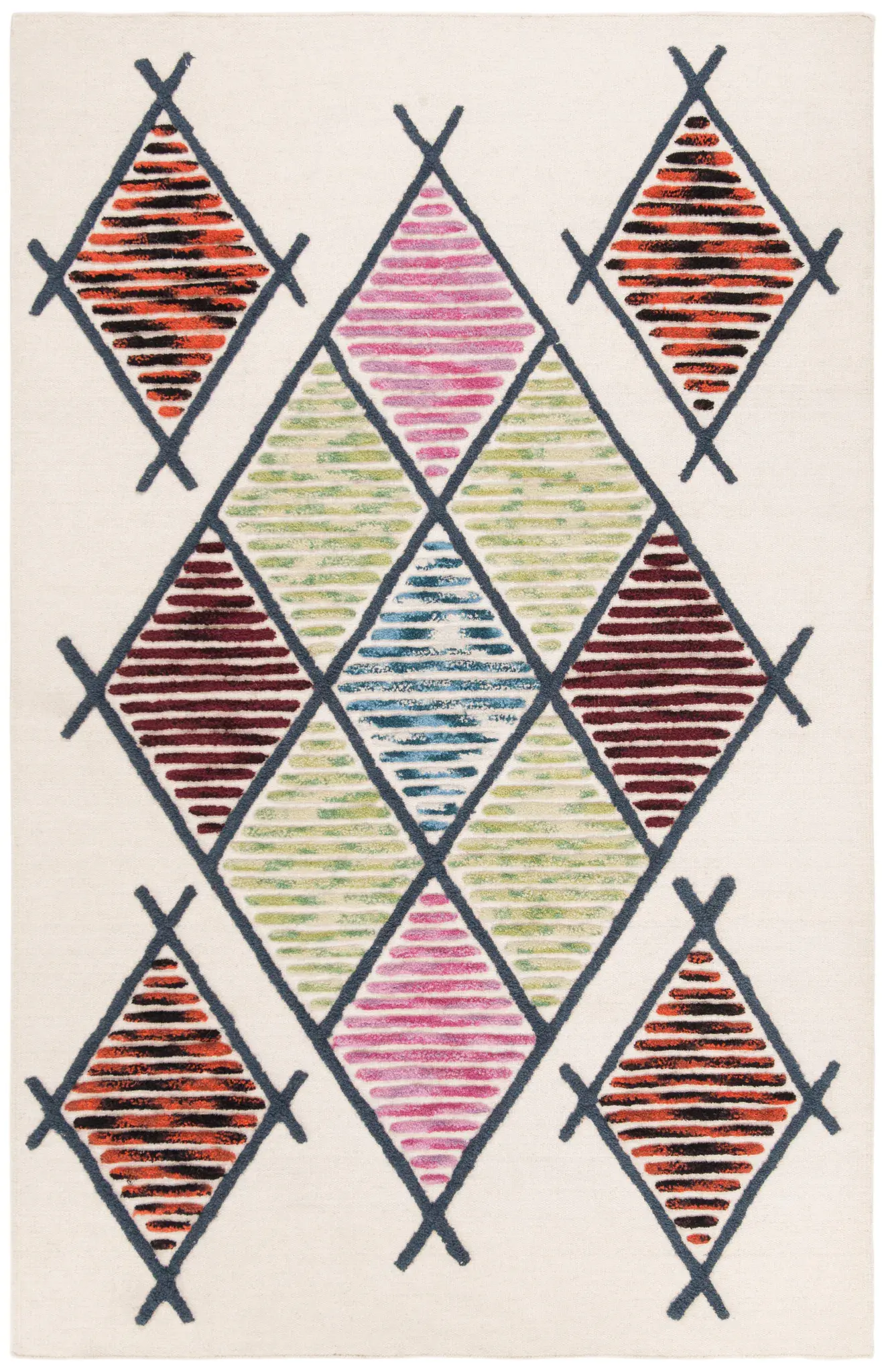 Kenya Striped Diamond Hand-Knotted Wool Rug