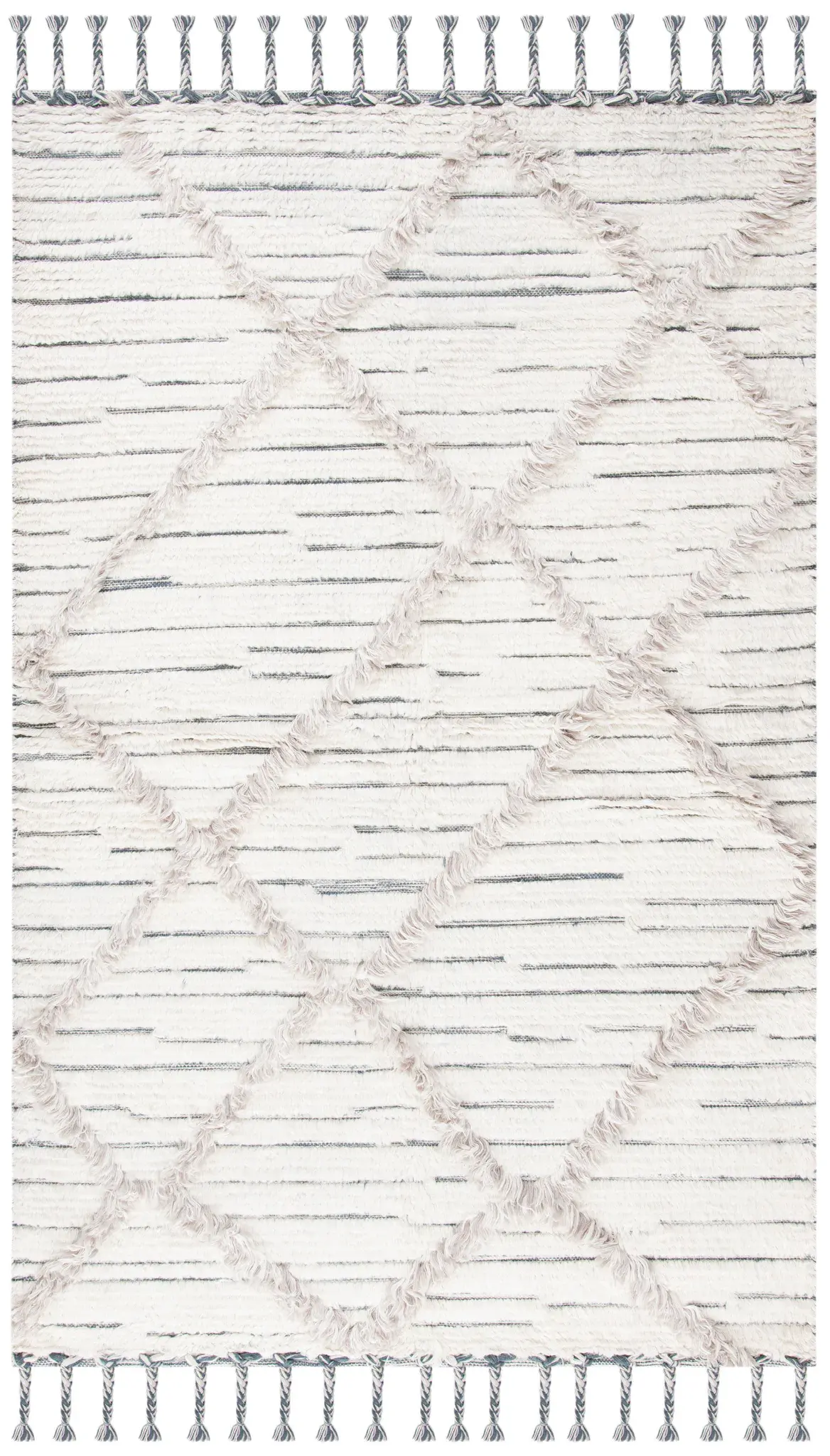 Kenya Diamond Trellis Hand-Woven Shag Wool Rug