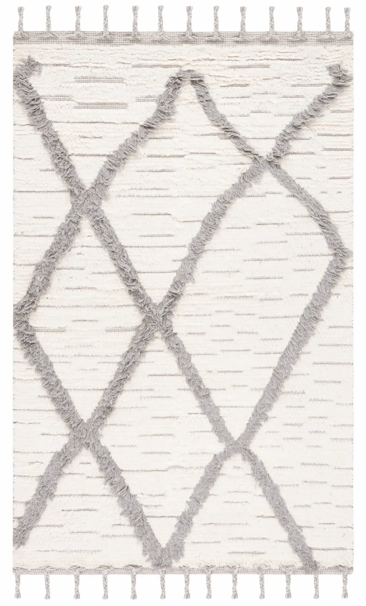 Kenya Textured Diamond Trellis Hand-Woven Shag Wool Rug