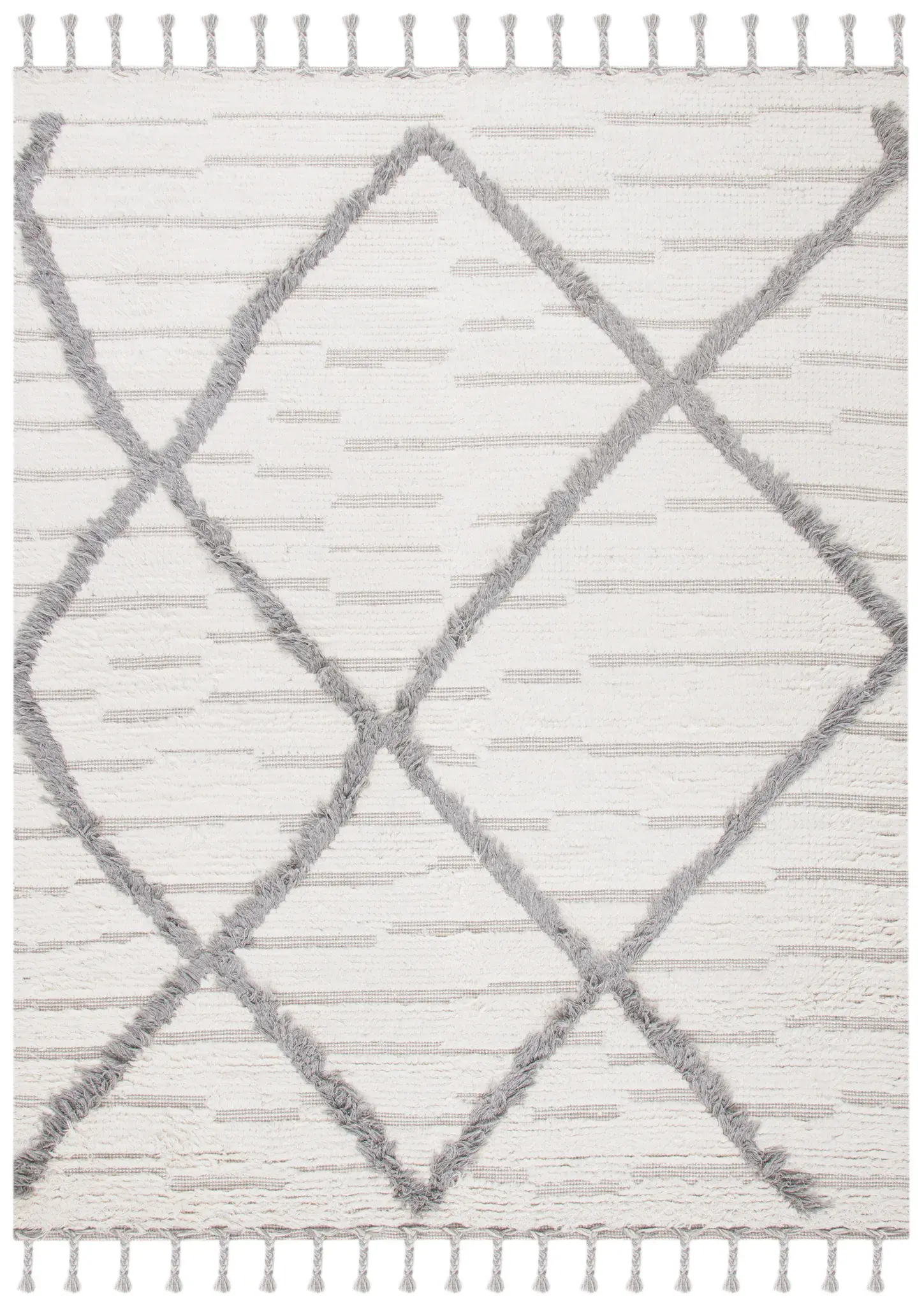 Kenya Textured Diamond Trellis Hand-Woven Shag Wool Rug