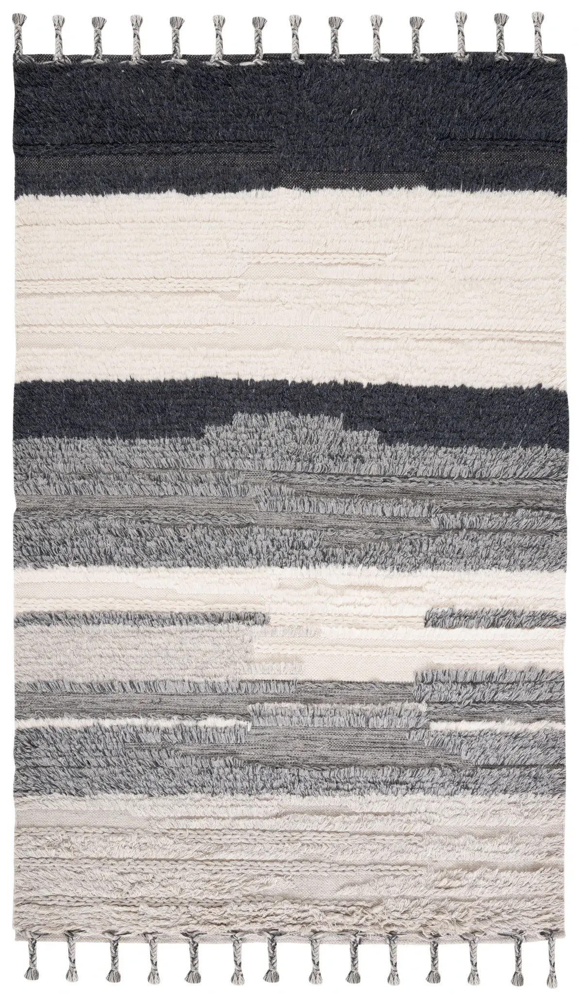 Kenya Banded Hand-Woven Shag Wool Rug
