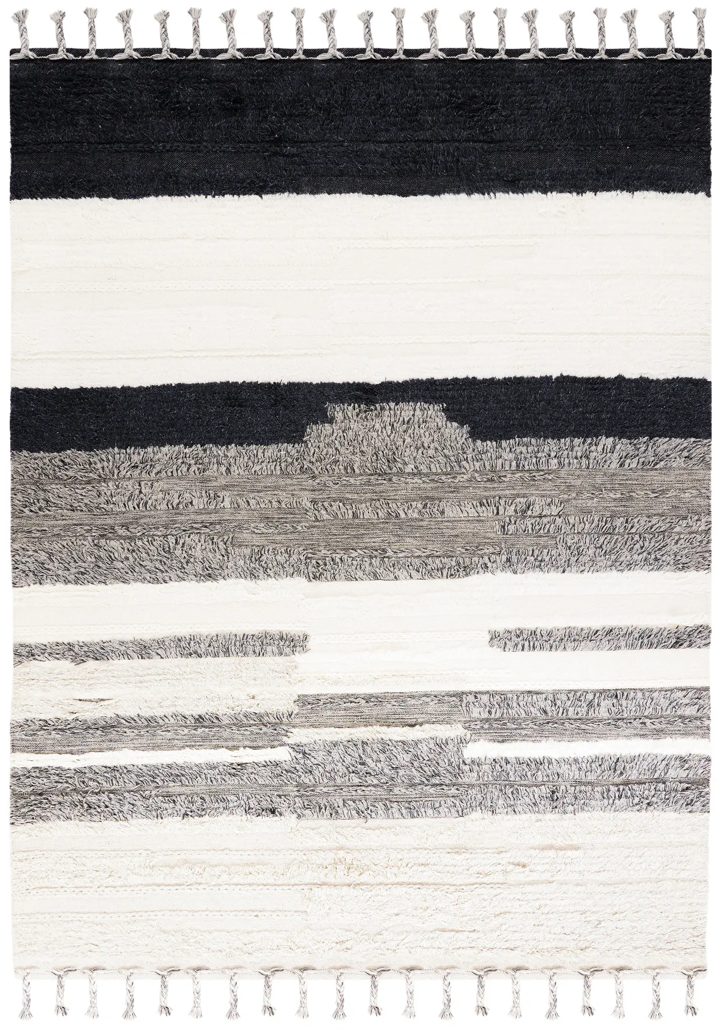 Kenya Banded Hand-Woven Shag Wool Rug