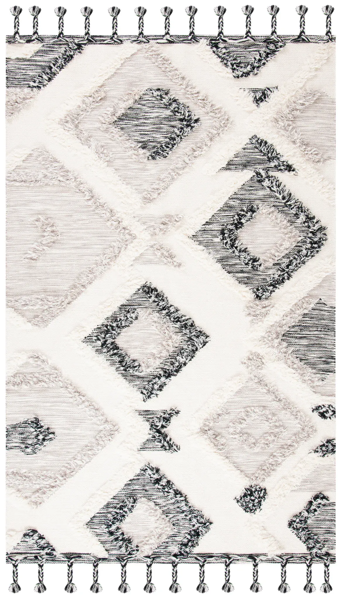 Kenya Diamond Hand-Woven Shag Wool Rug