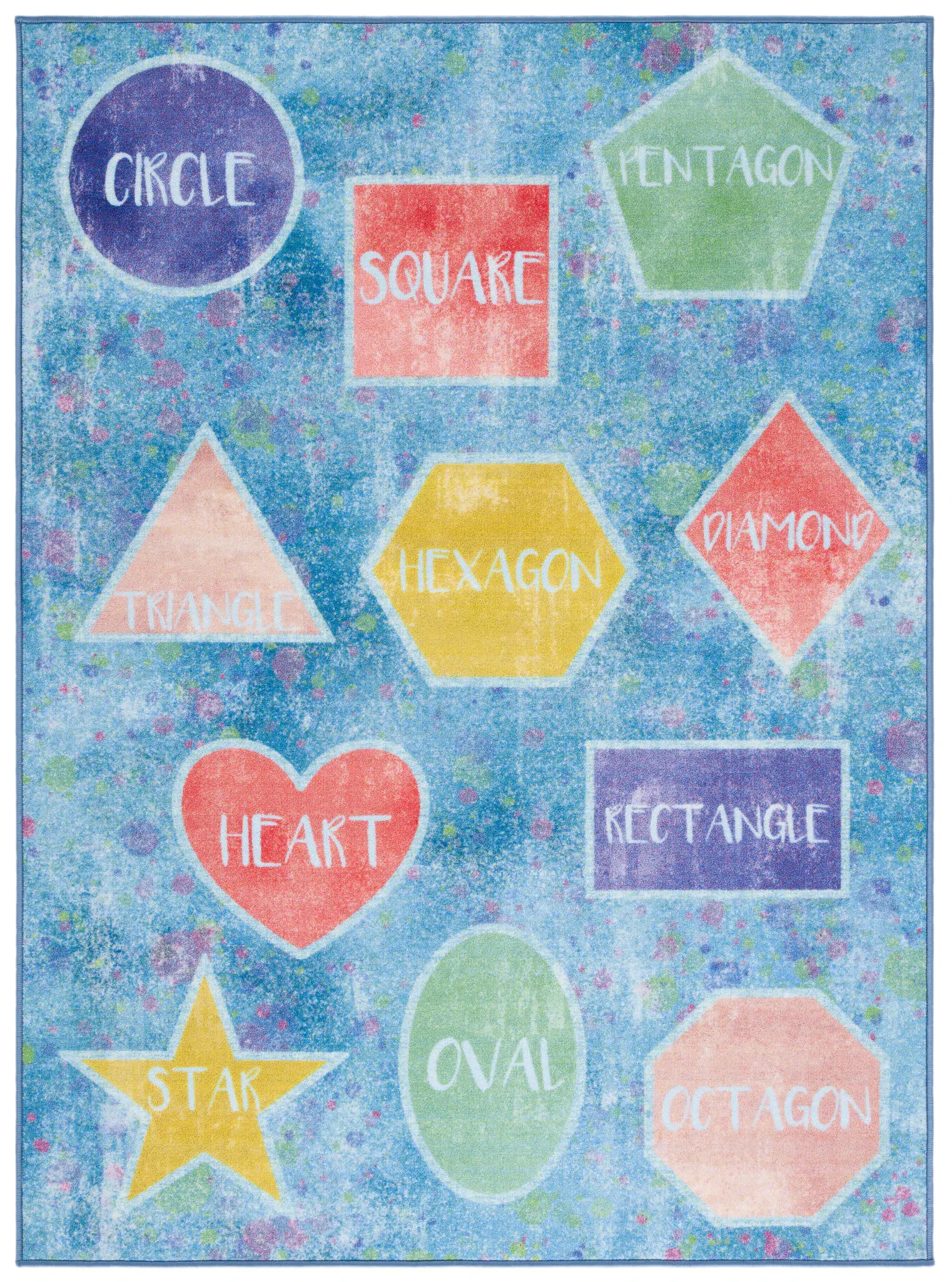 Kids Playhouse Educational Shapes Washable Rug