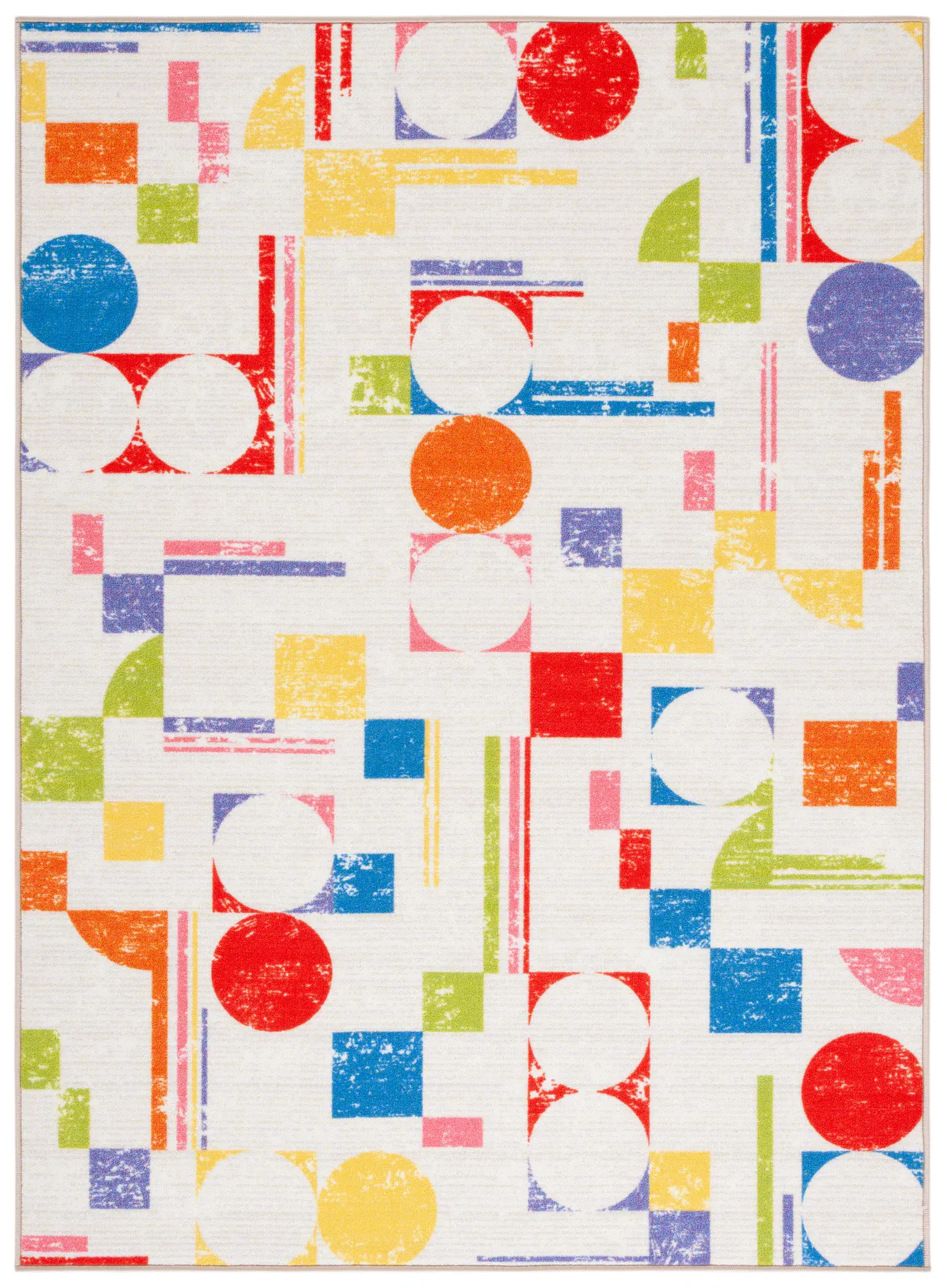 Kids Playhouse Scattered Shapes Washable Rug