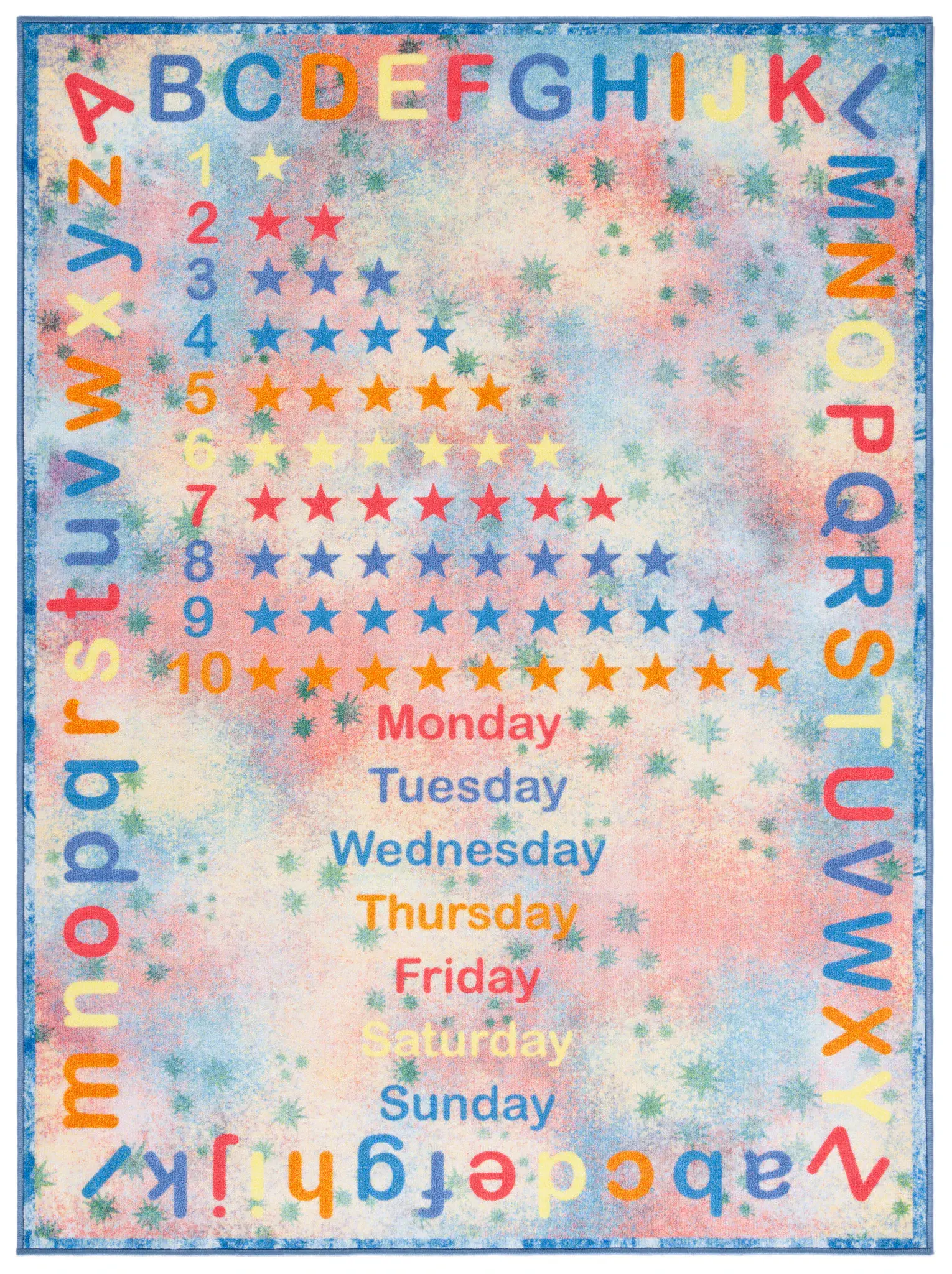 Kids Playhouse Alphabet And Star Chart Washable Rug