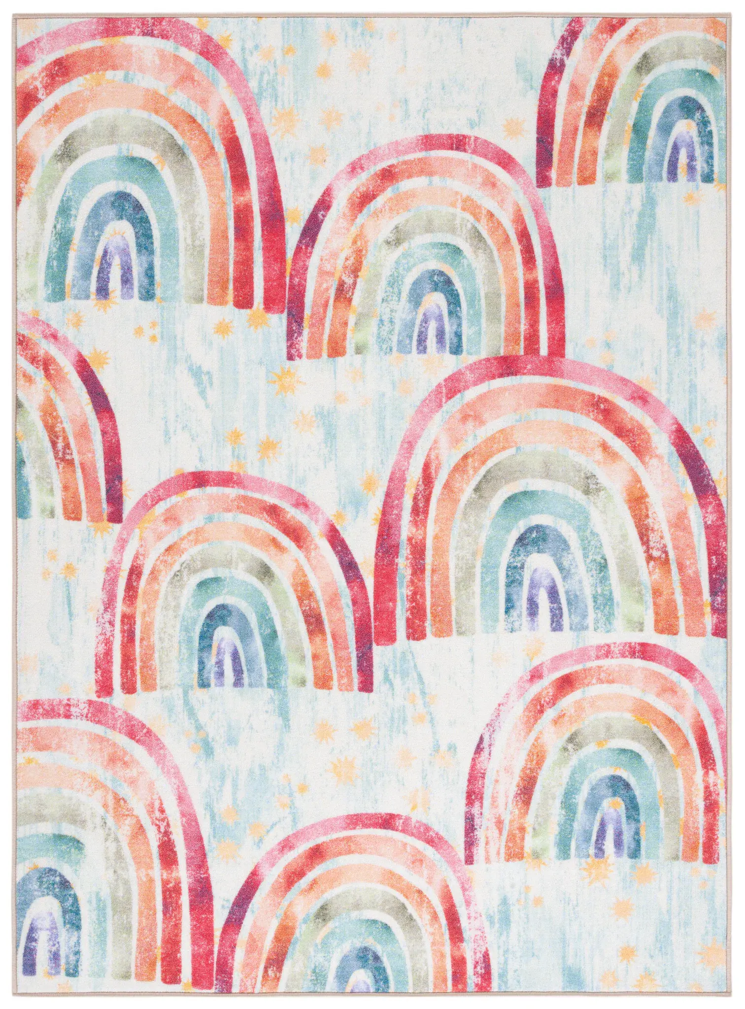 Kids Playhouse Rainbow Washable Rug