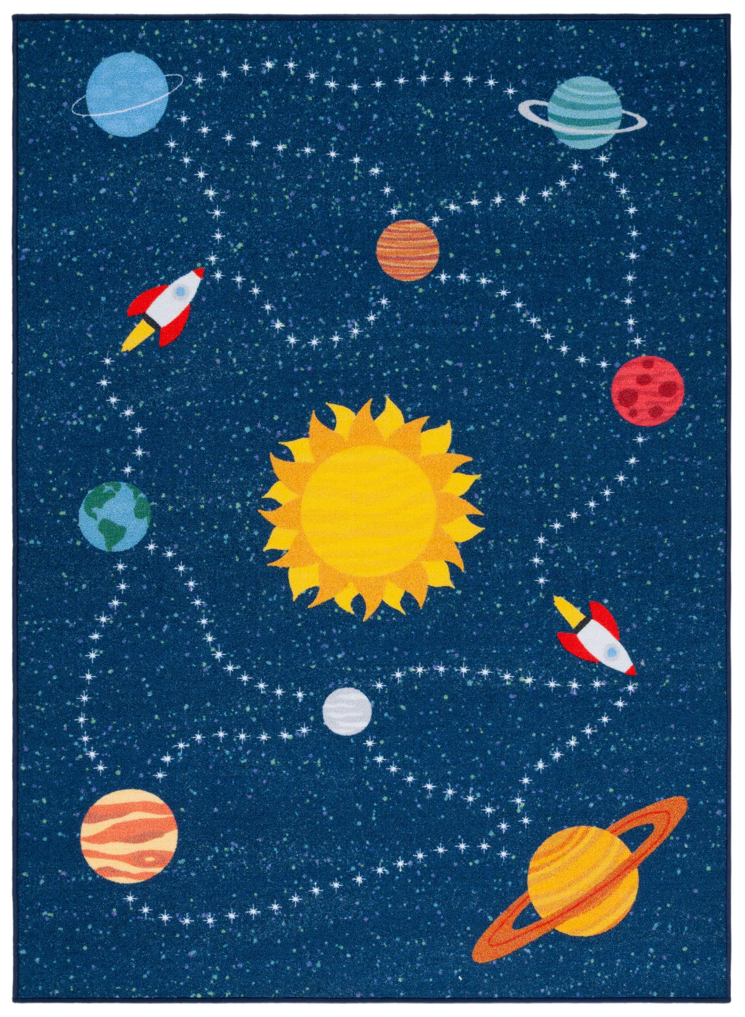 Kids Playhouse Solar System Washable Rug