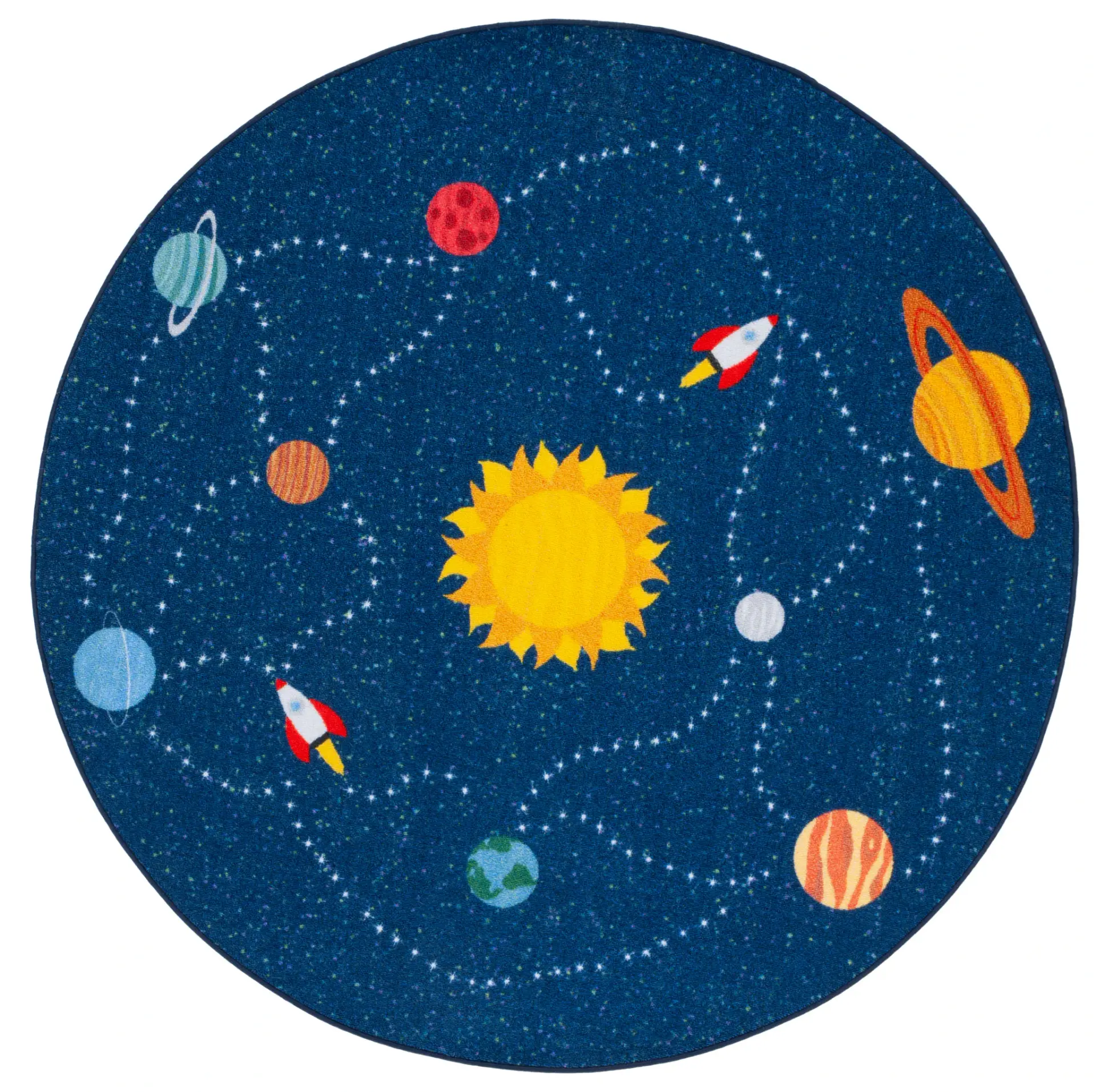 Kids Playhouse Solar System Washable Rug
