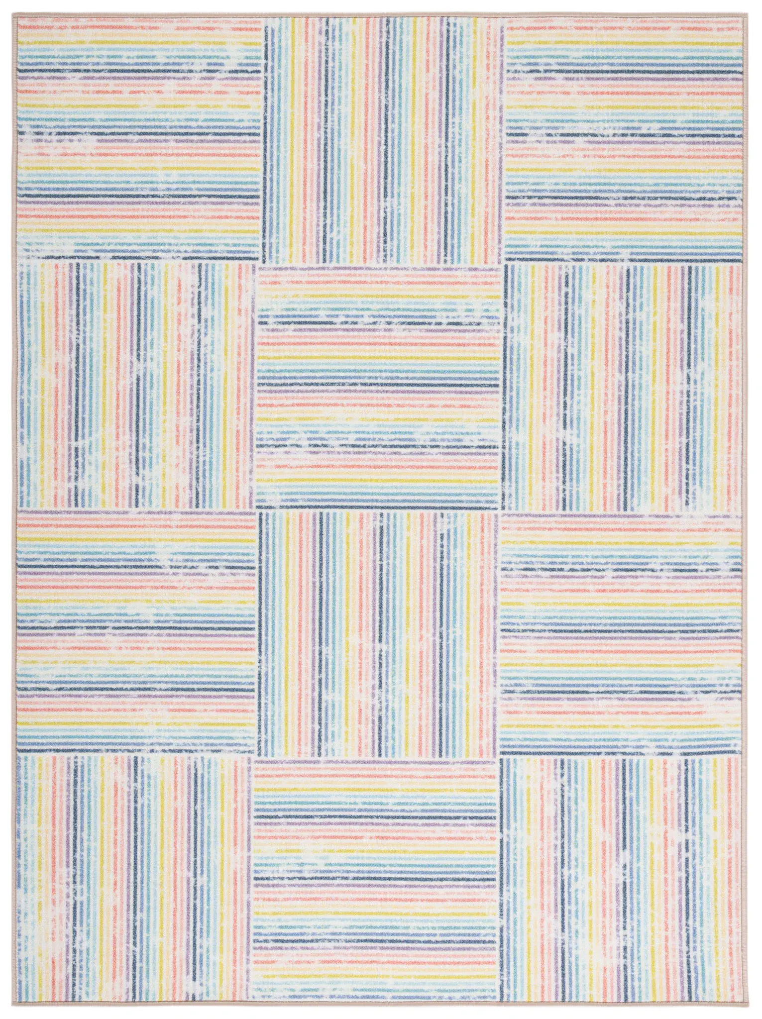 Kids Playhouse Block Stripe Washable Rug