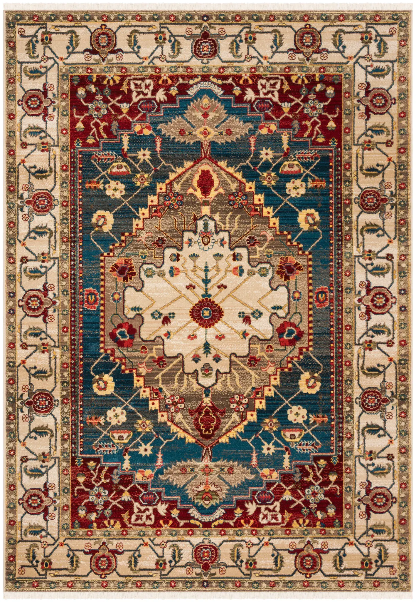 Kashan Geometric Diamond Medallion Rug