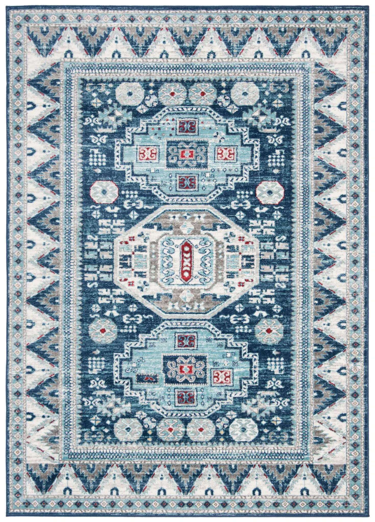 Kazak Medallion Border Rug