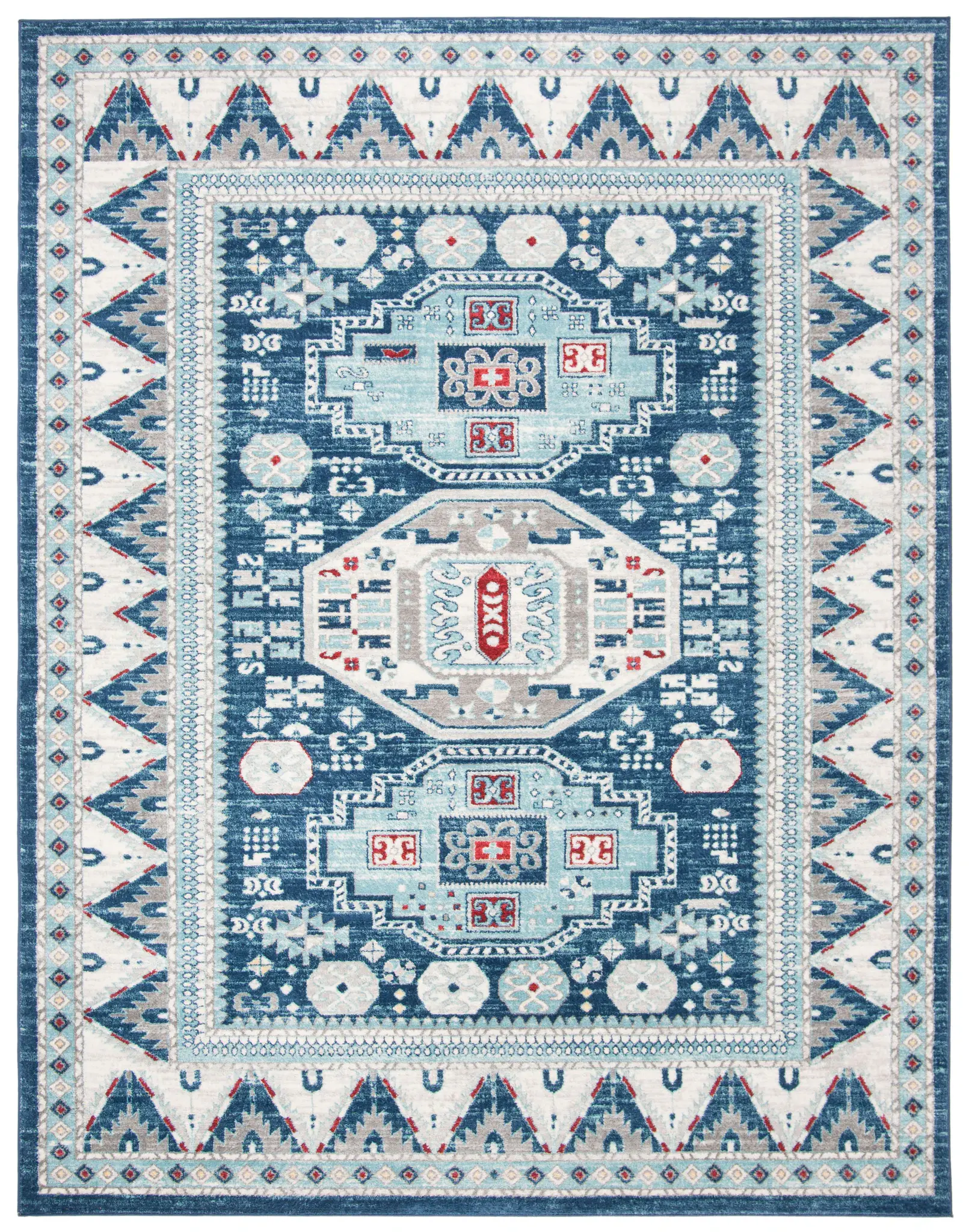 Kazak Medallion Border Rug