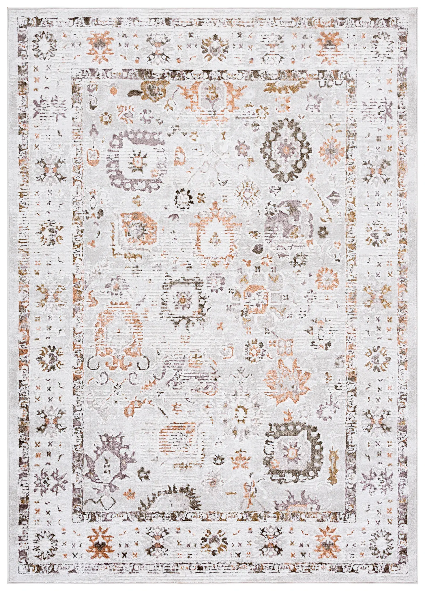 Leonette Distressed Floral Border Rug