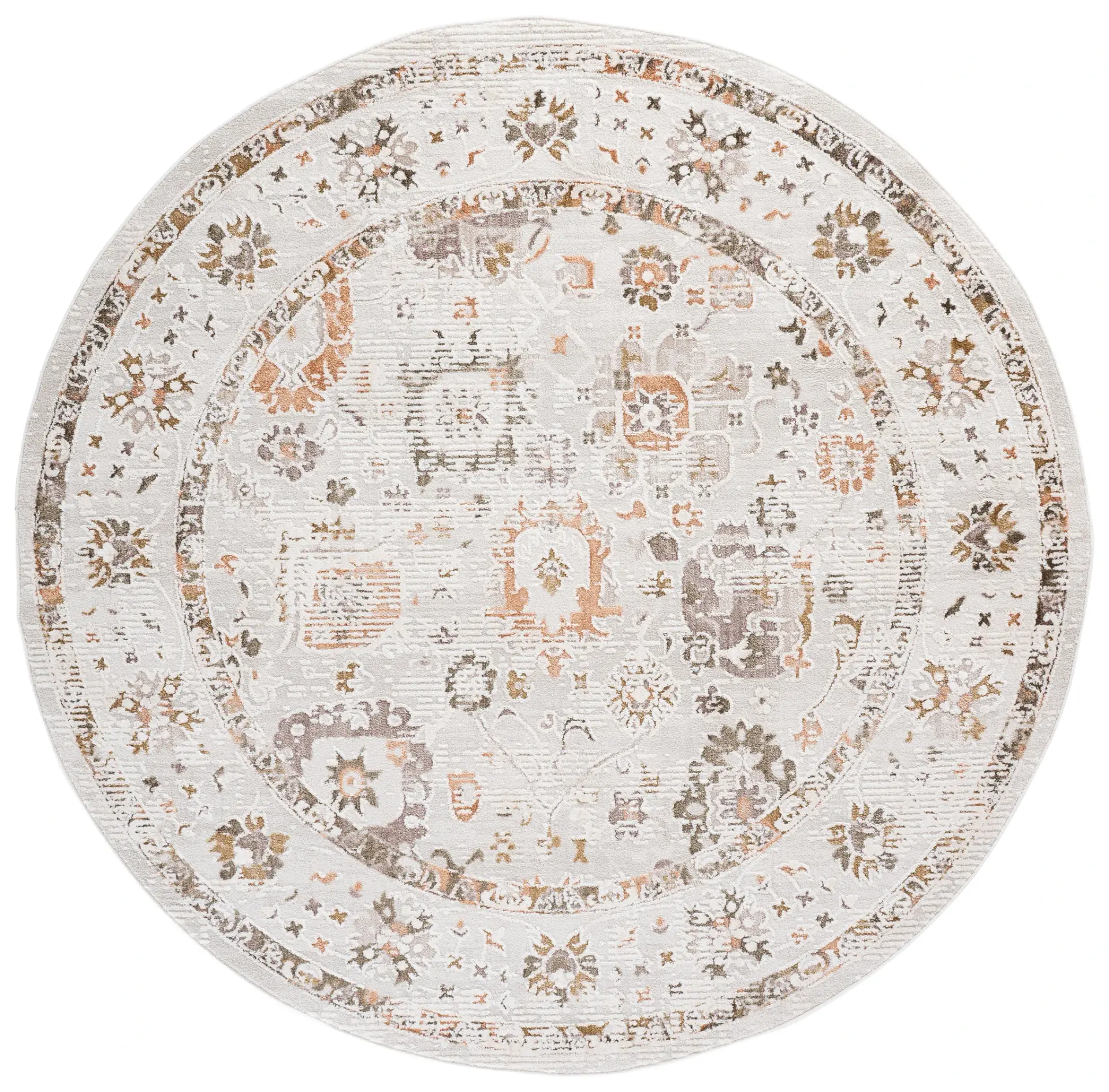 Leonette Distressed Floral Border Rug