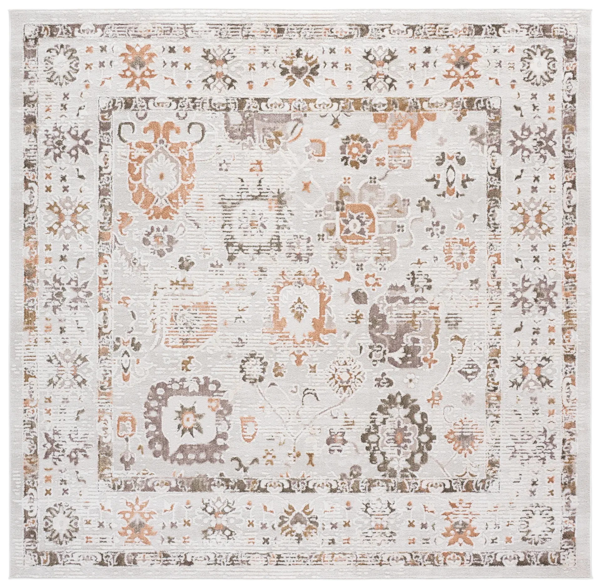 Leonette Distressed Floral Border Rug