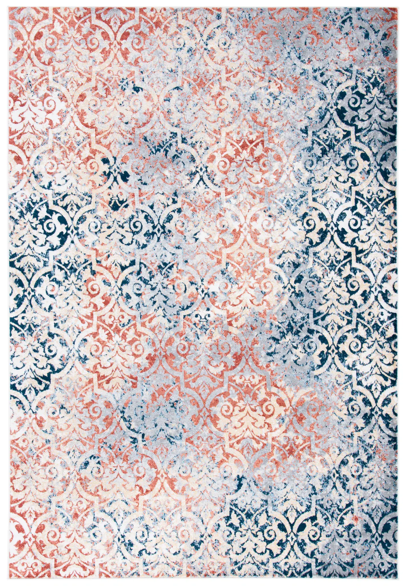Lagoon Distressed Damask Rug