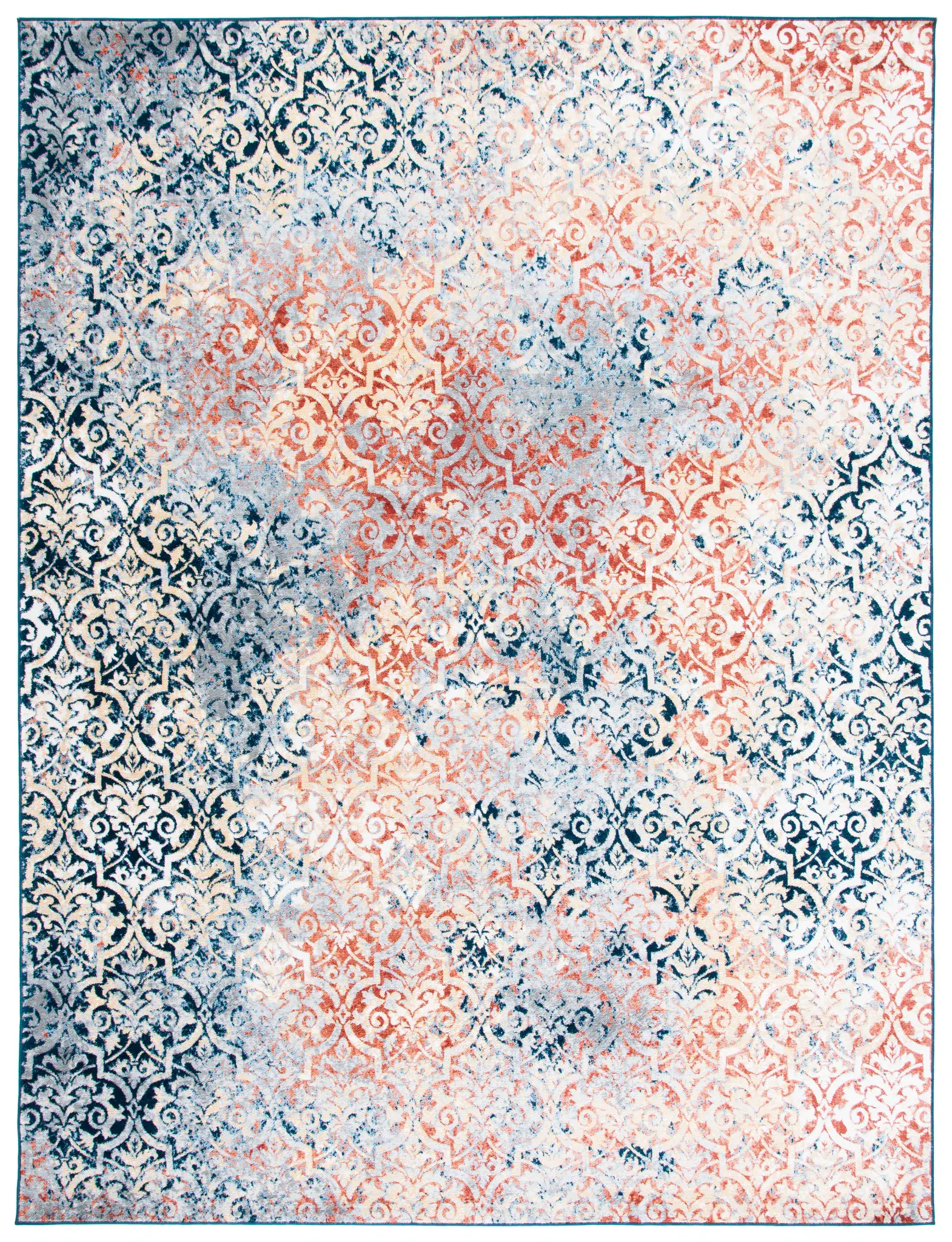 Lagoon Distressed Damask Rug