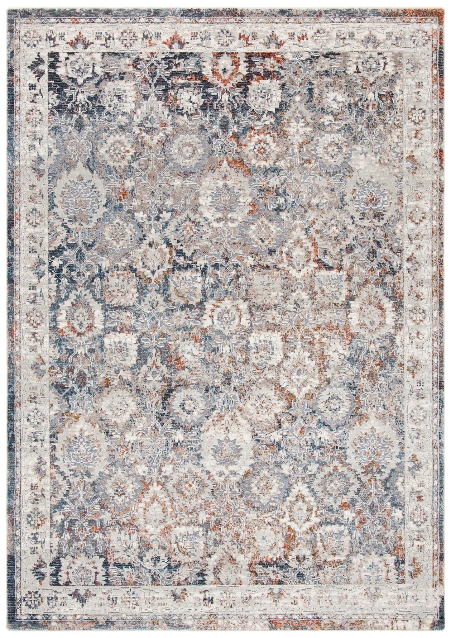 Limitee Distressed Floral Border Rug