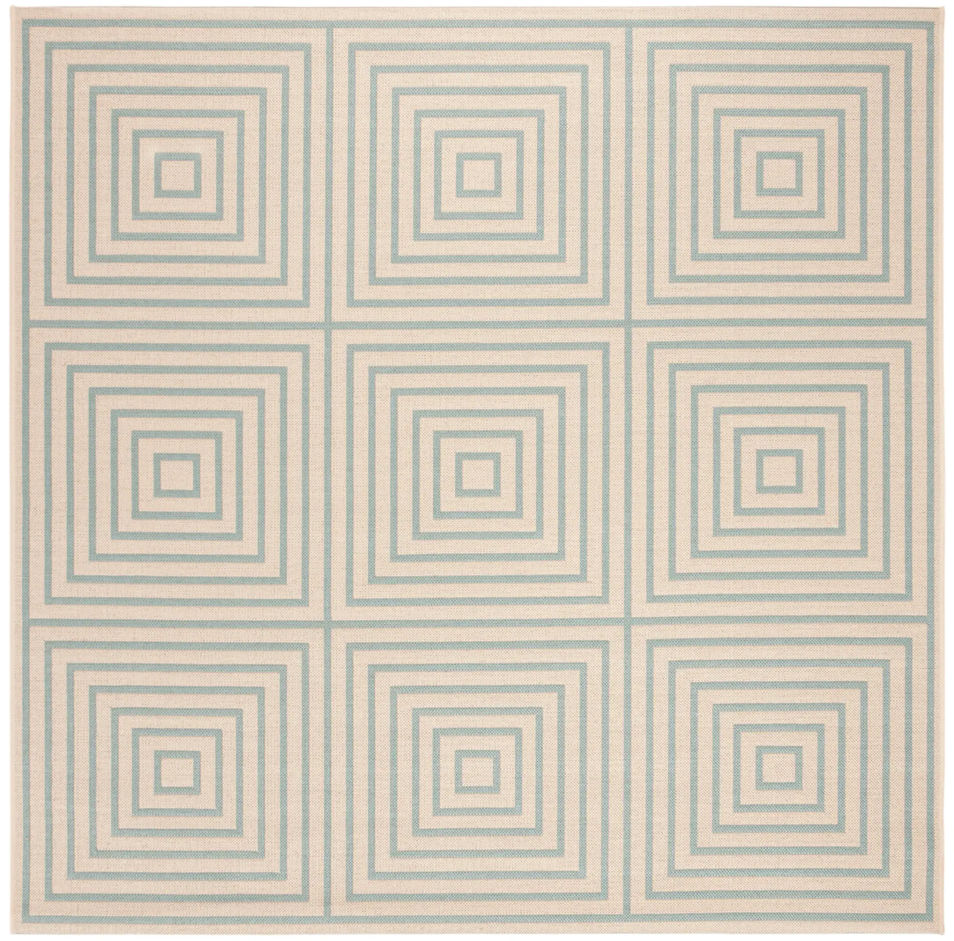 Linden Concentric Square Grid Outdoor Rug