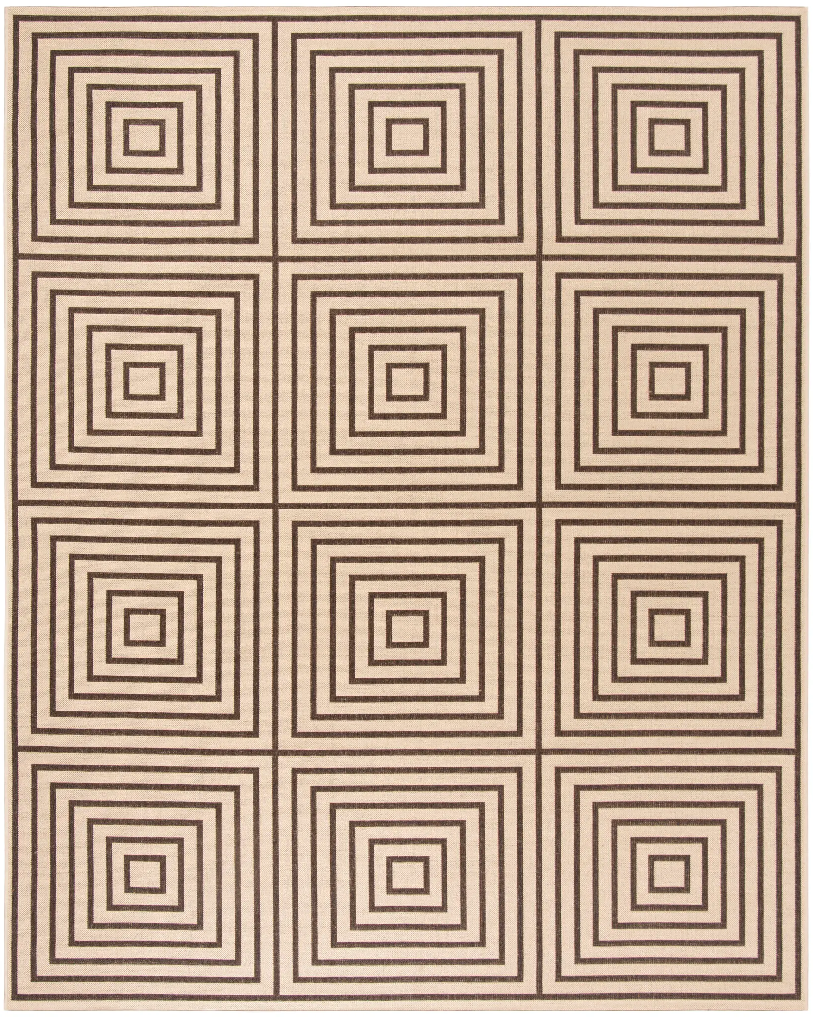 Linden Concentric Square Grid Outdoor Rug