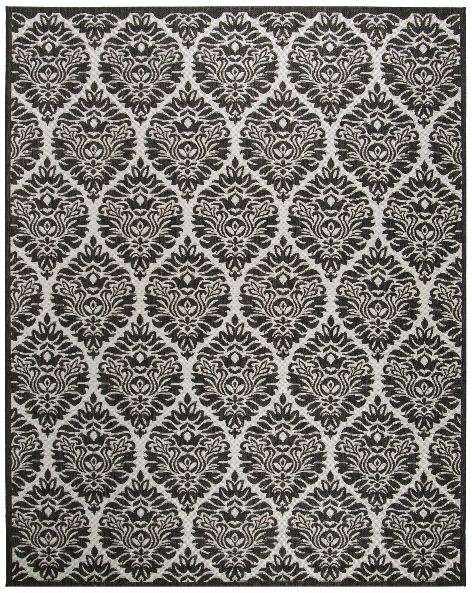 Linden Scroll Damask Outdoor Rug