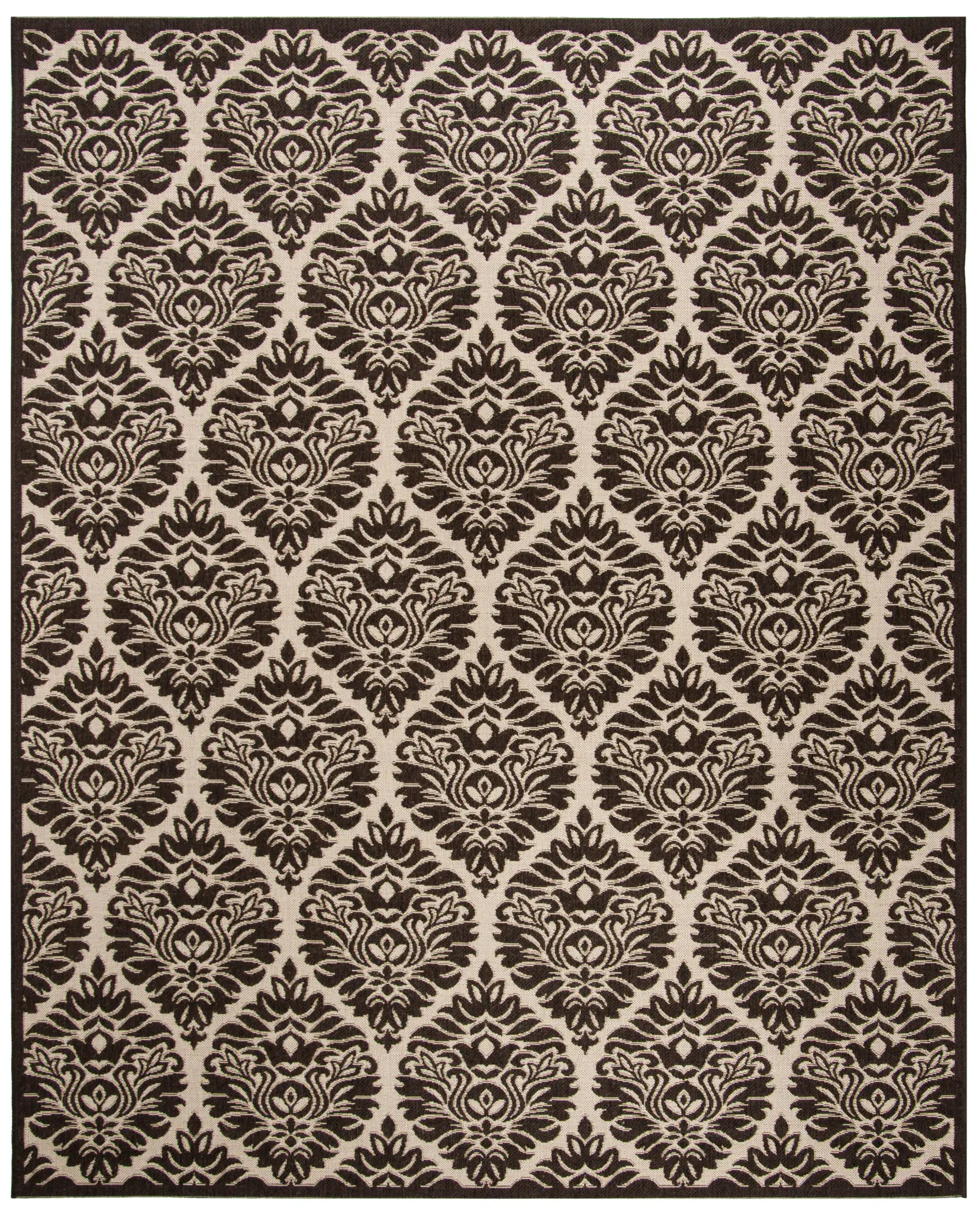 Linden Scroll Damask Outdoor Rug