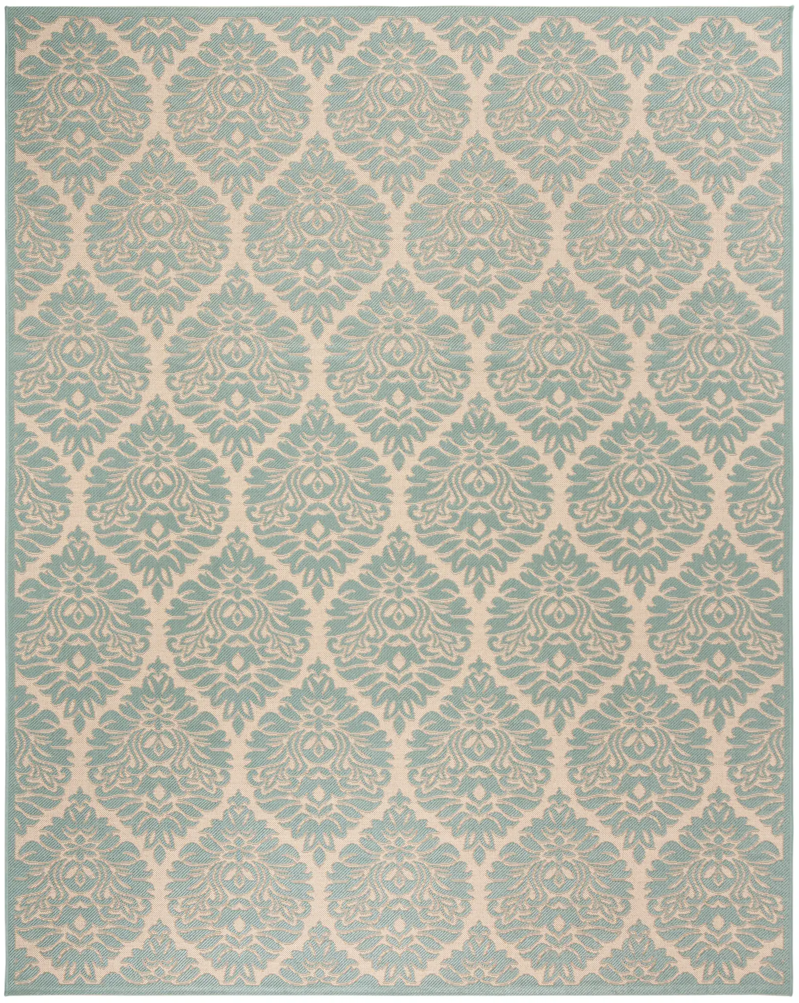 Linden Scroll Damask Outdoor Rug