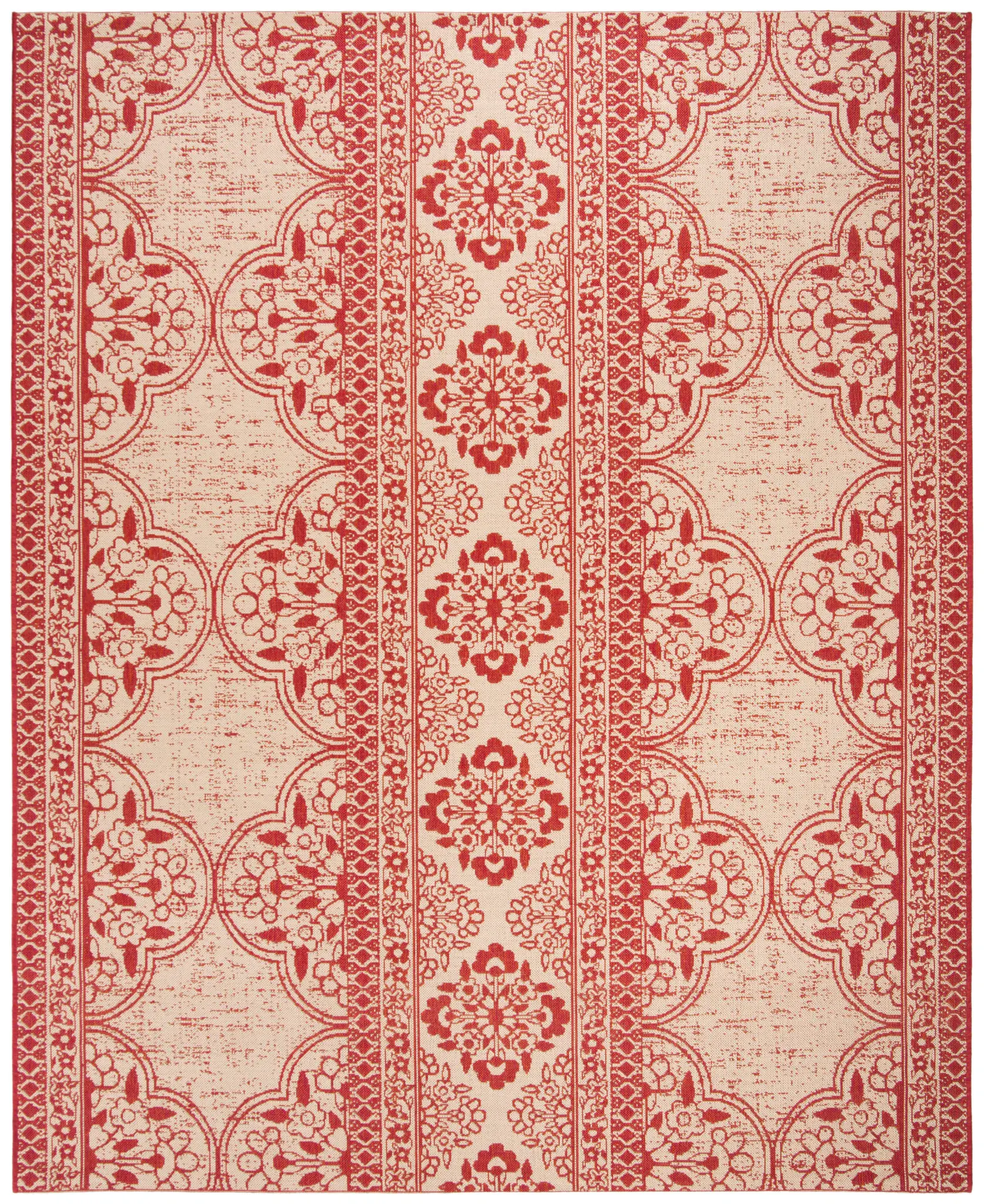 Linden Wicker Floral Banded Outdoor Rug