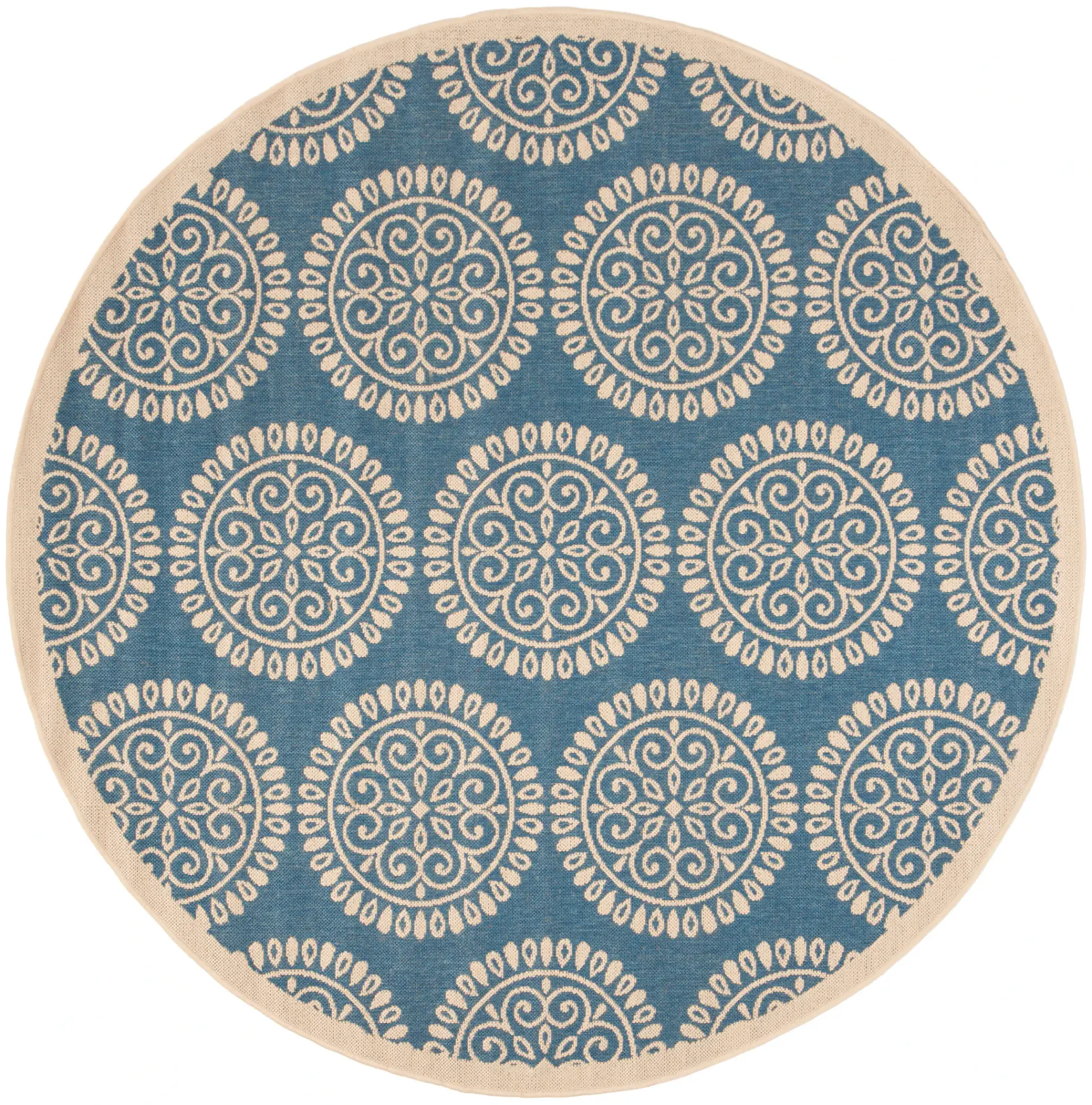 Linden Scroll Rosette Allover Outdoor Rug