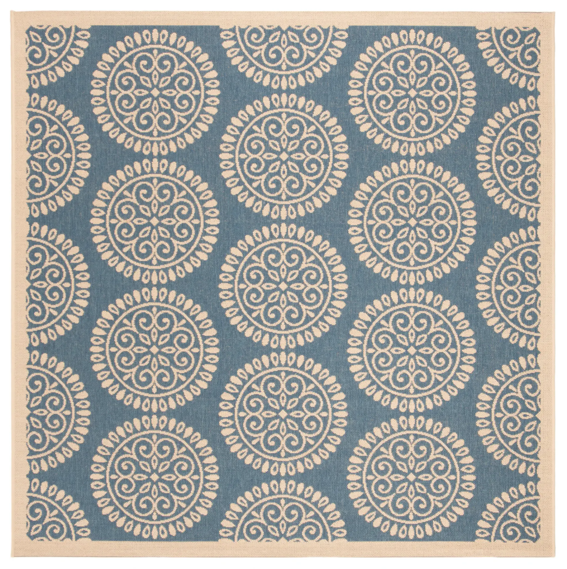Linden Scroll Rosette Allover Outdoor Rug