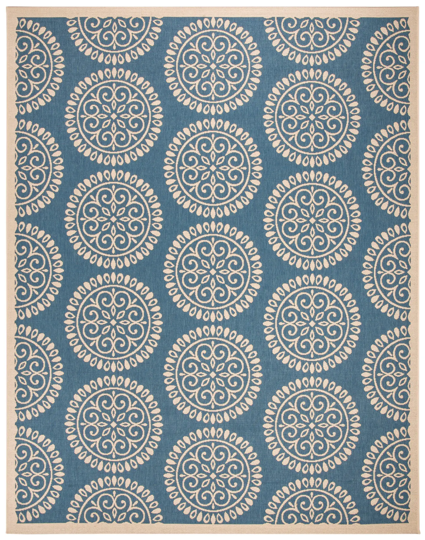 Linden Scroll Rosette Allover Outdoor Rug