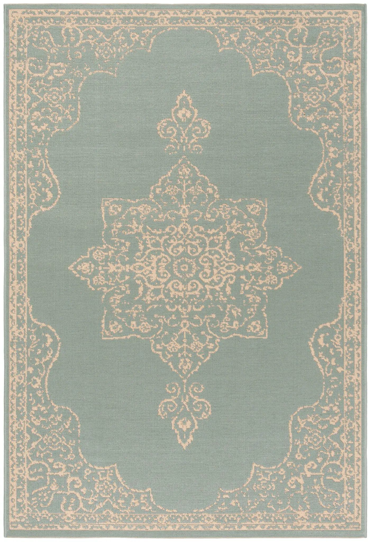 Linden Medallion Border Outdoor Rug