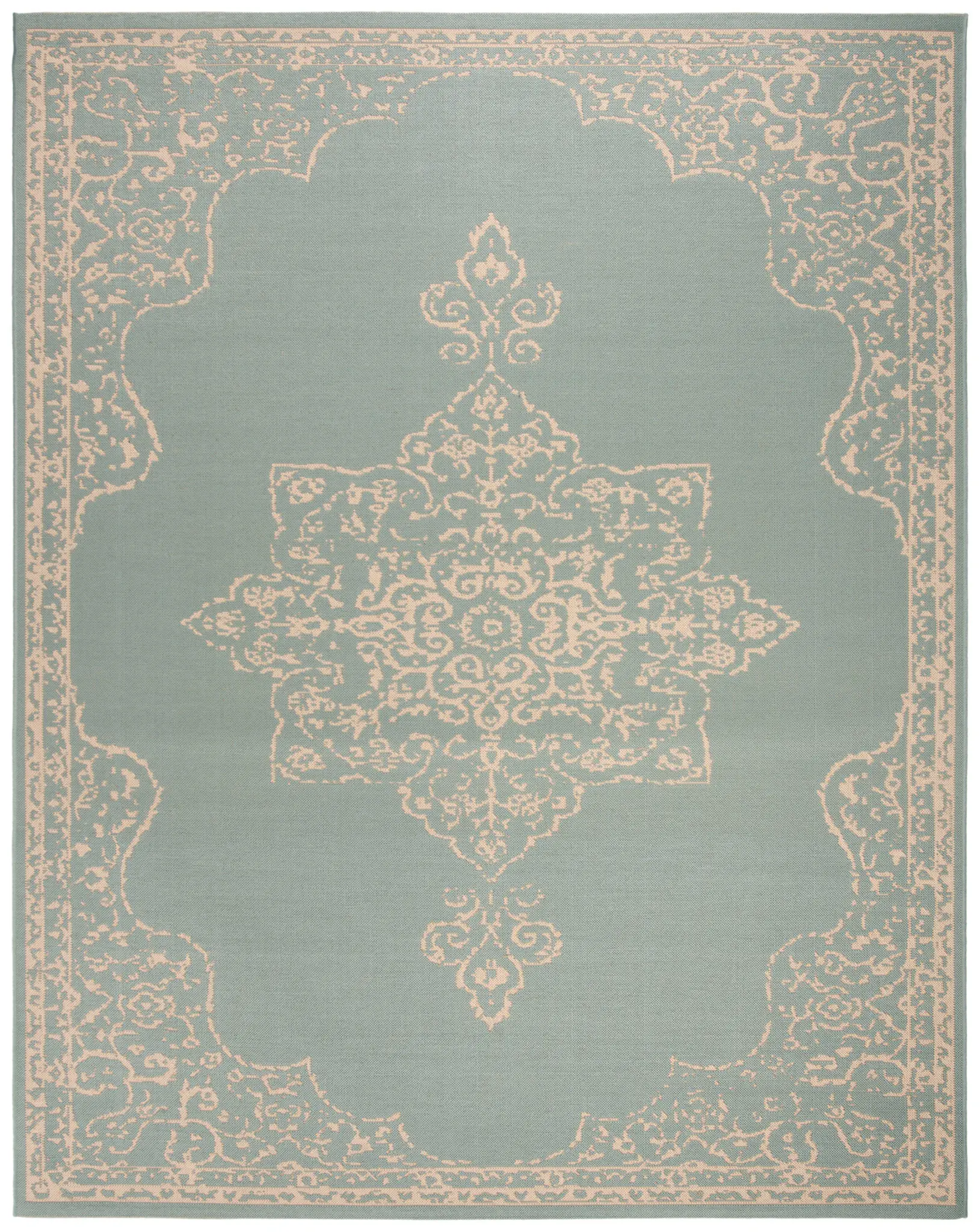 Linden Medallion Border Outdoor Rug