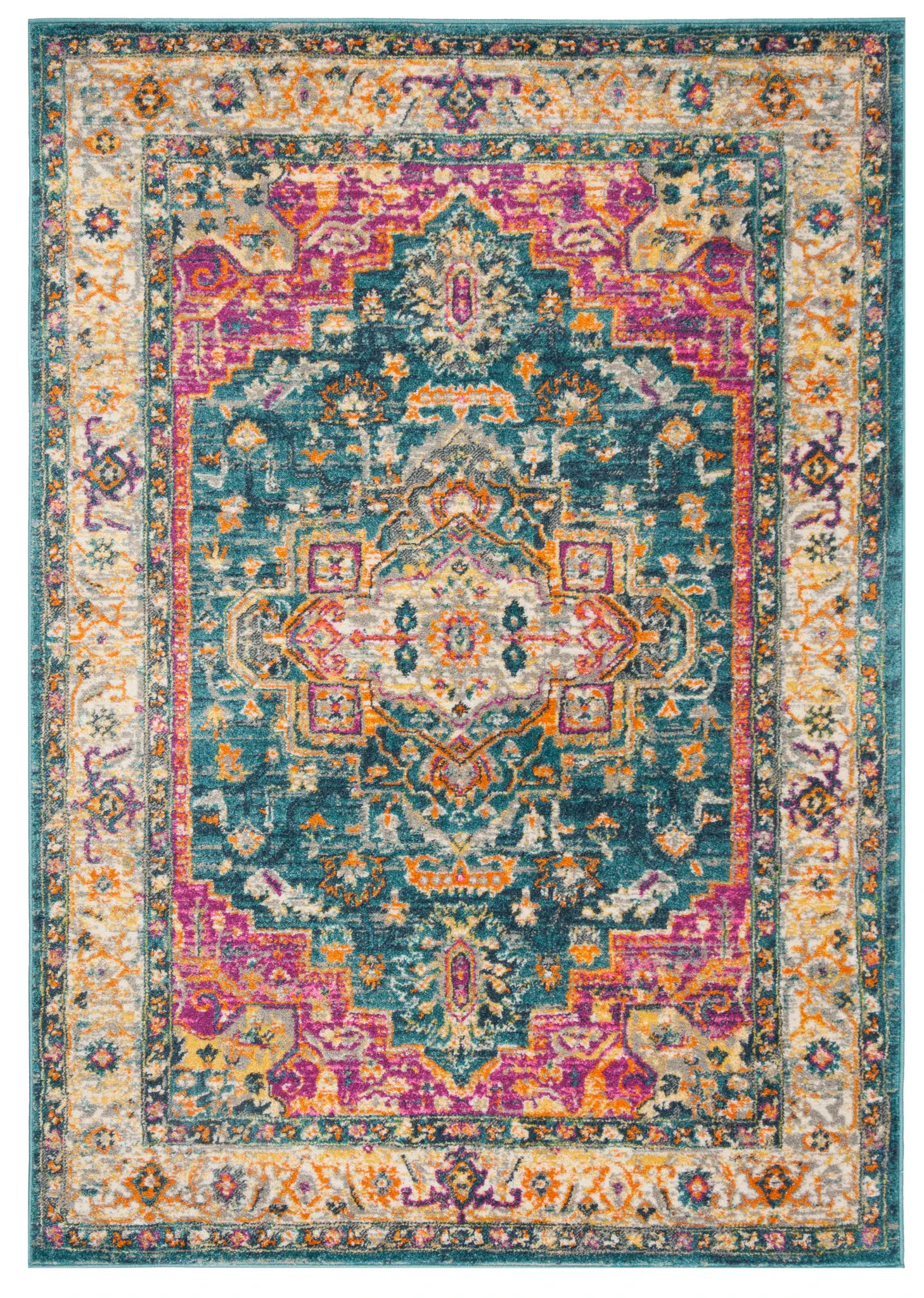 Madison Traditional Floral Medallion Border Rug