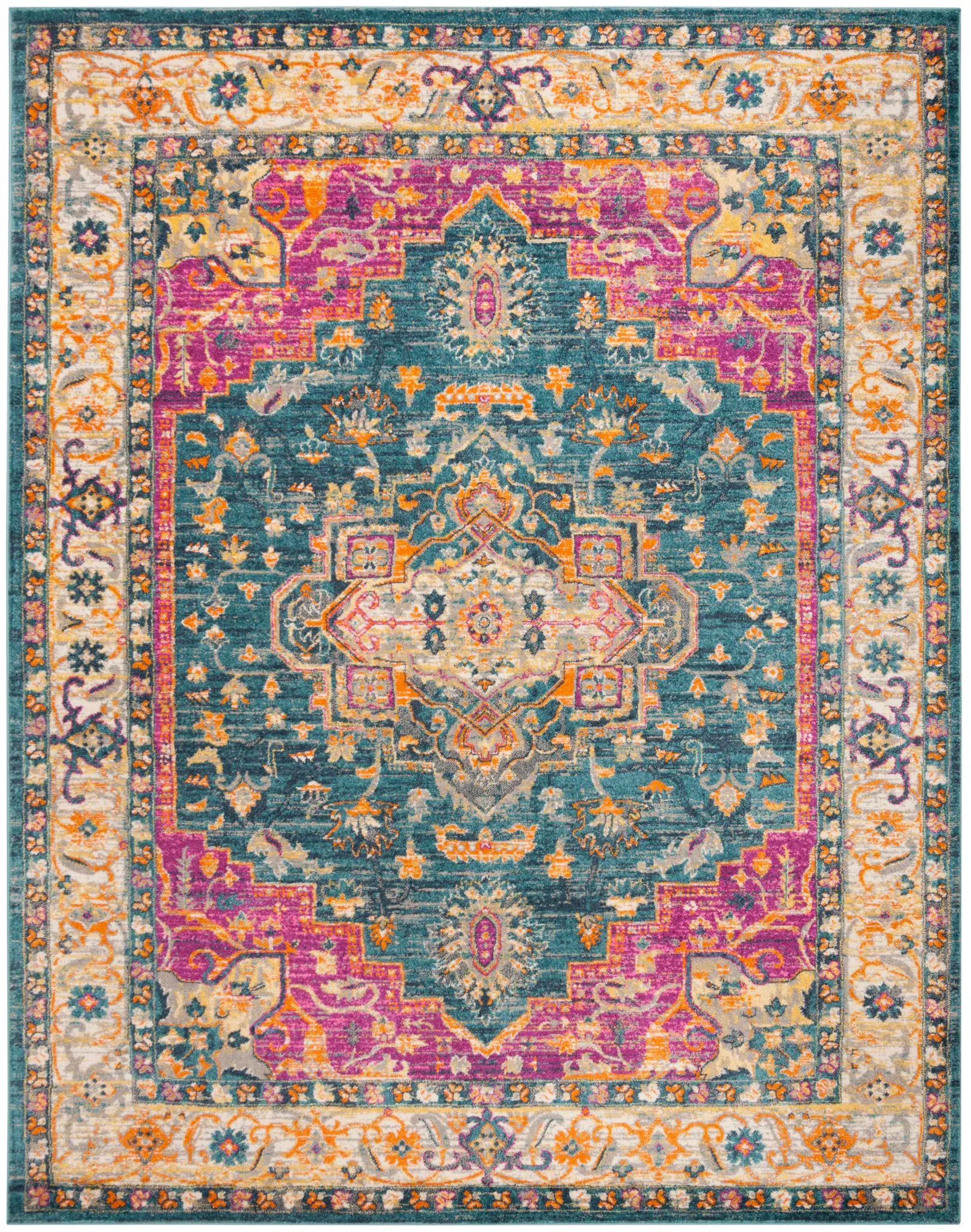 Madison Traditional Floral Medallion Border Rug