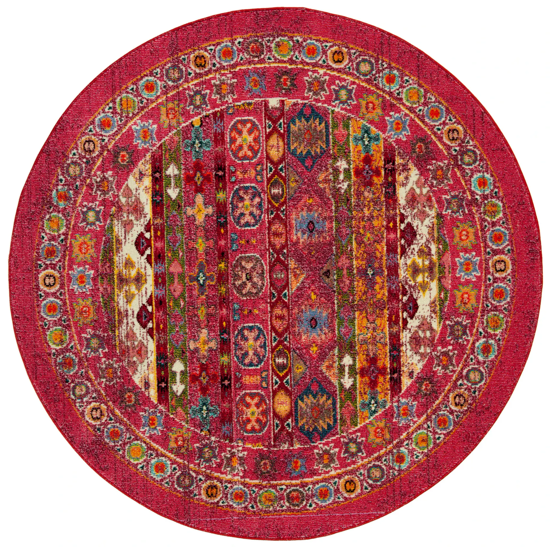Madison Striped Border Round Rug