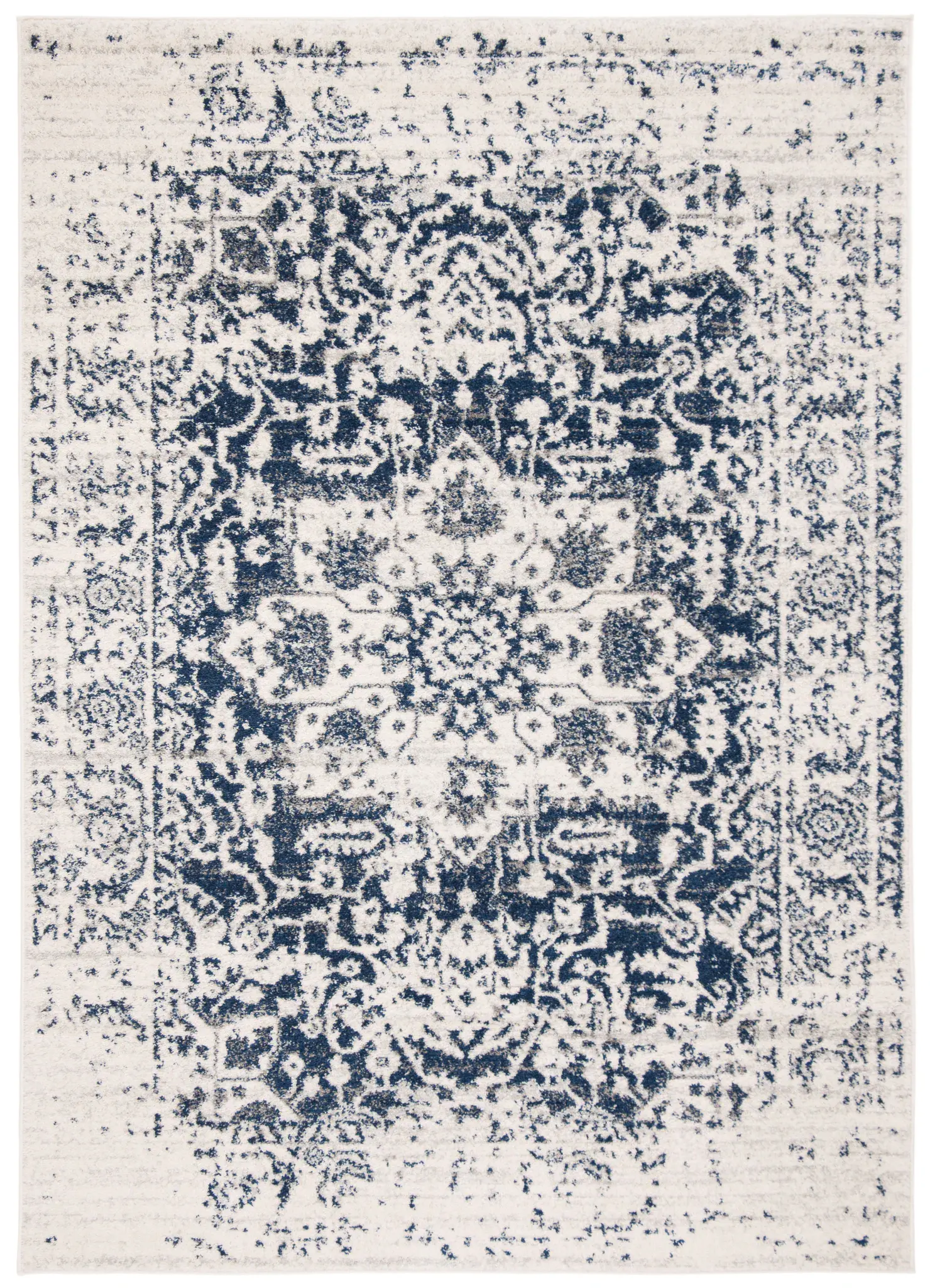 Madison Distressed Open Field Floral Border Rug